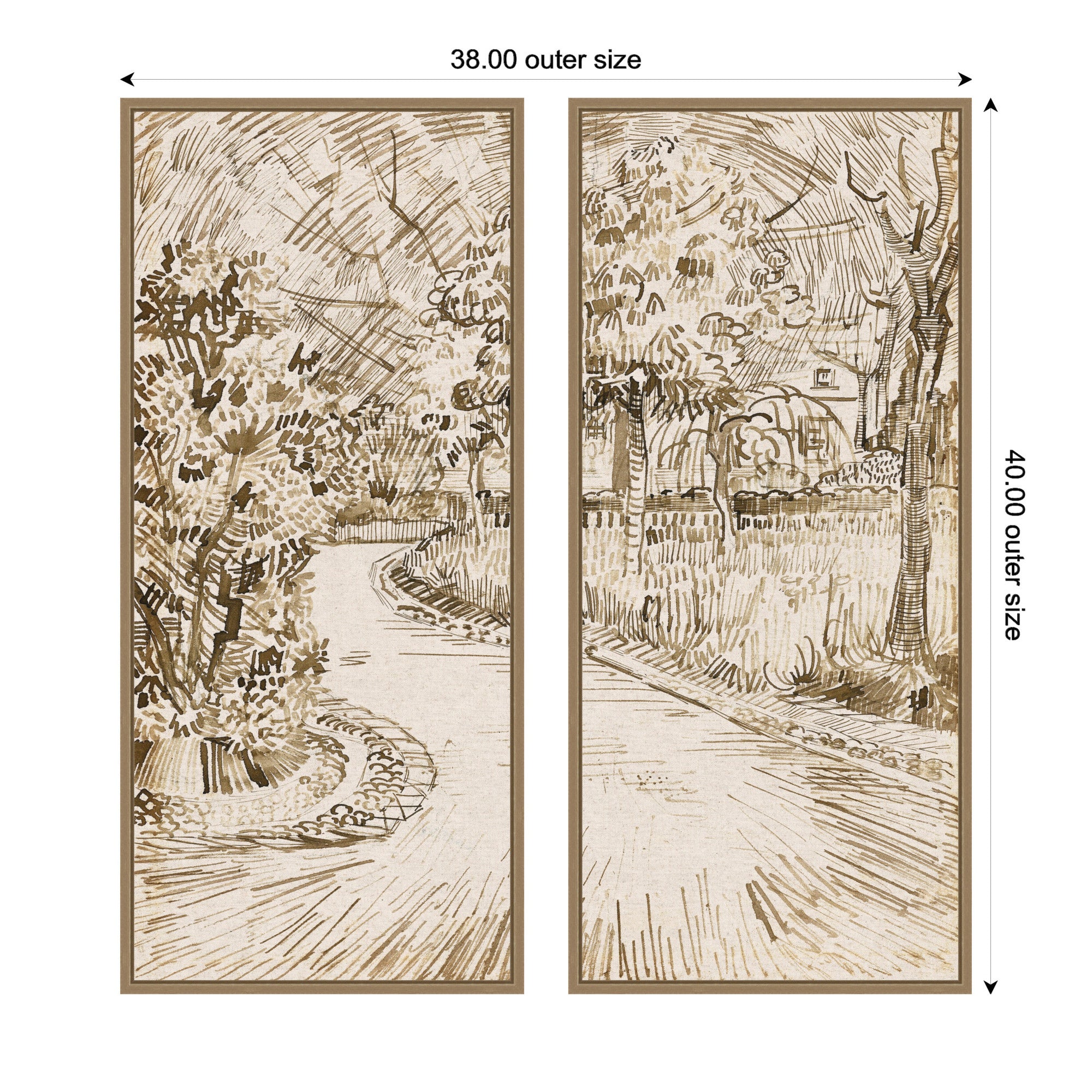 Art Set 2 Piece Set 18x40 Sylvie Dark Gold 2