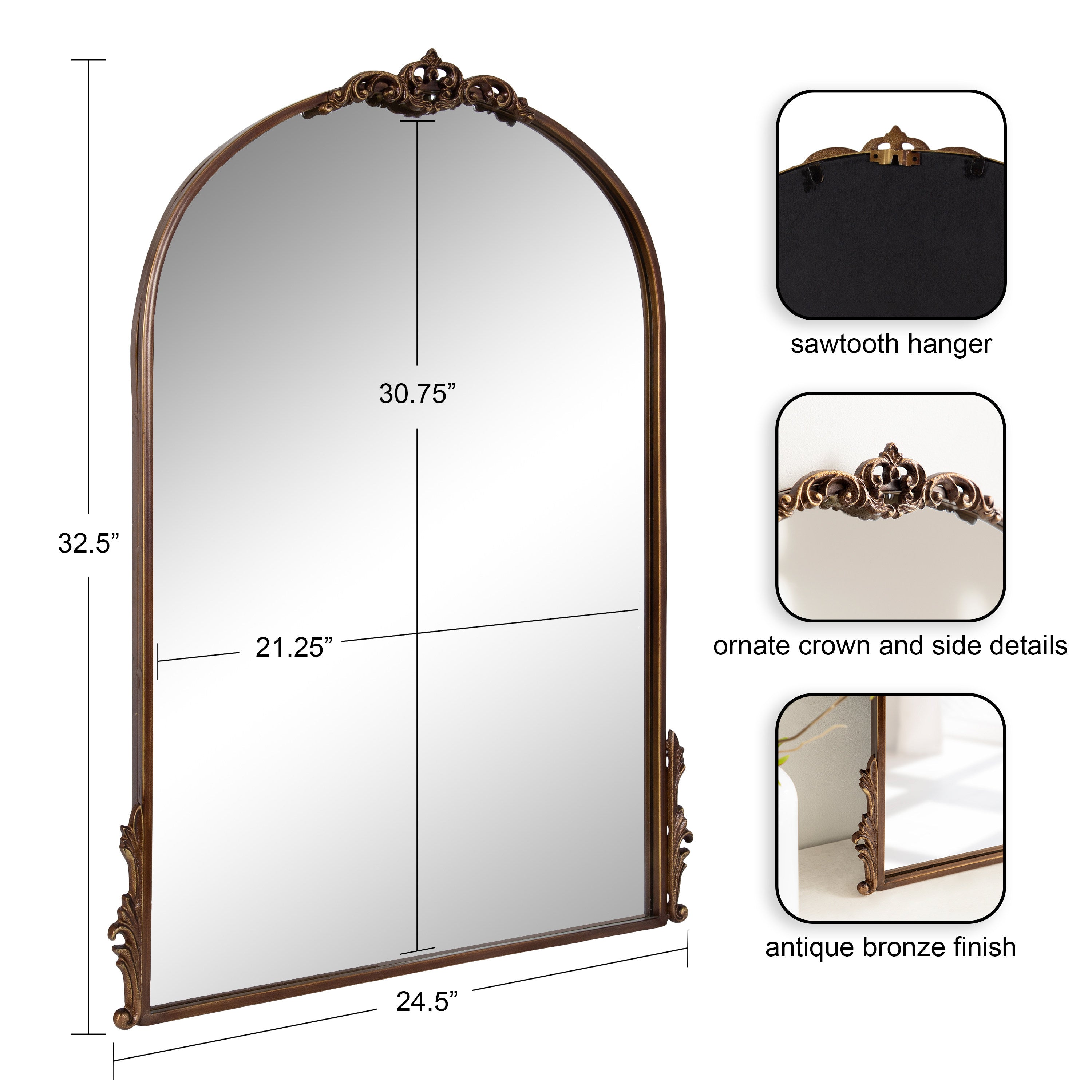 Arch Mirror Bronze 25x33 2