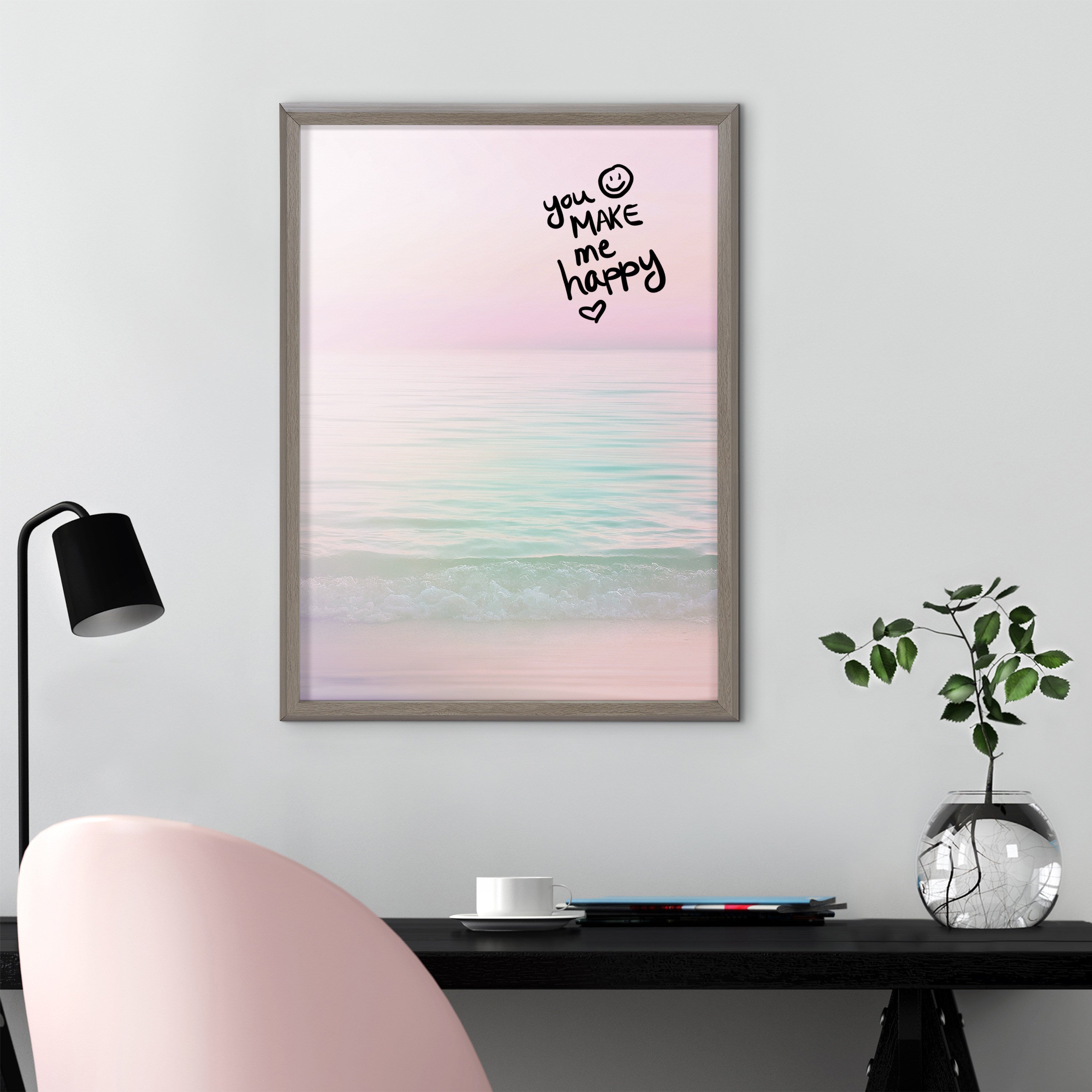Blake Dreamy Pastel Seascape Framed Printed Glass by Dominique Vari