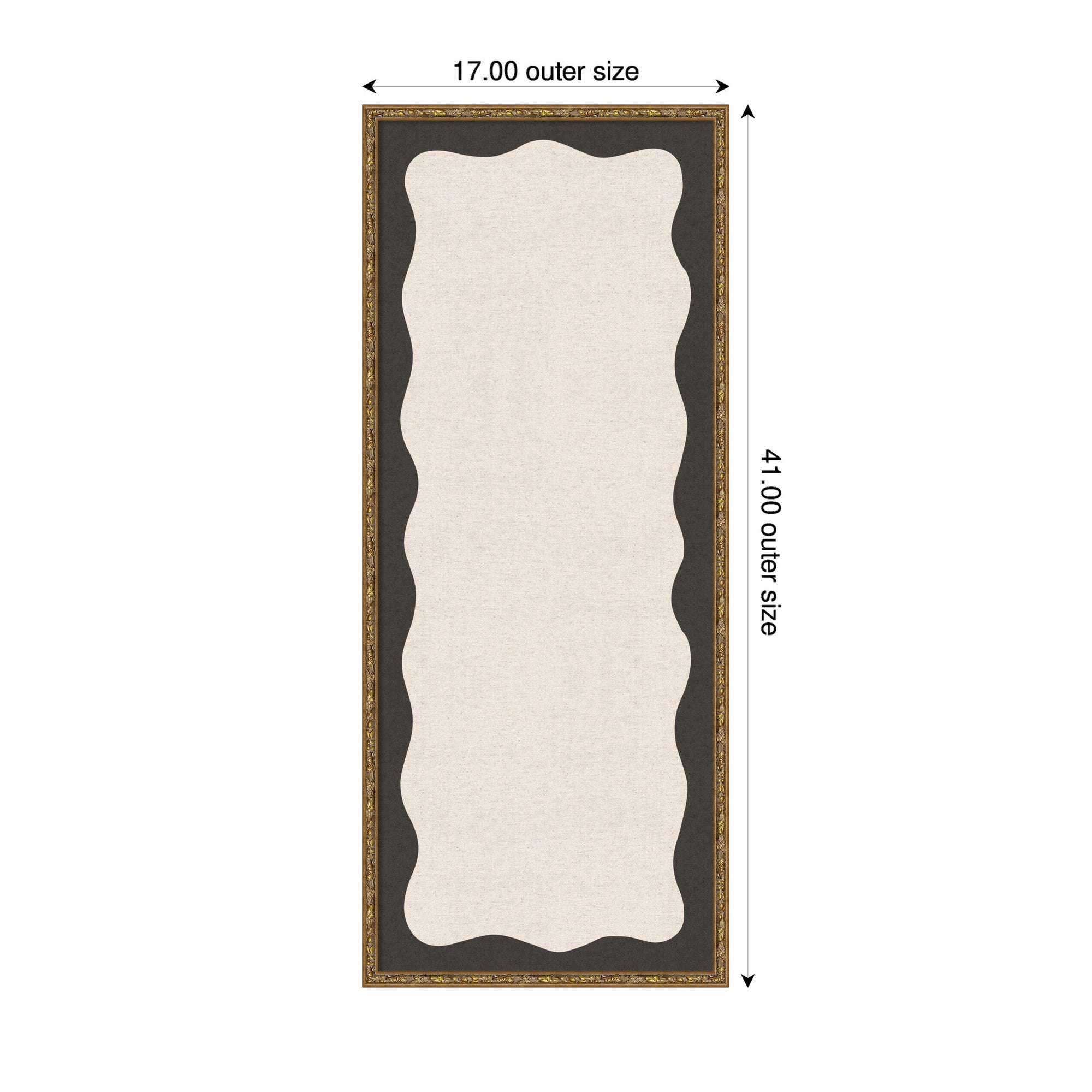 Framed Fabric Pinboard Wavy Linen Light and Black Wall Organization