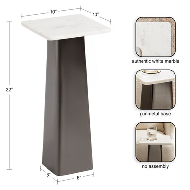 Drink Table 10x10x22 White Pewter 2