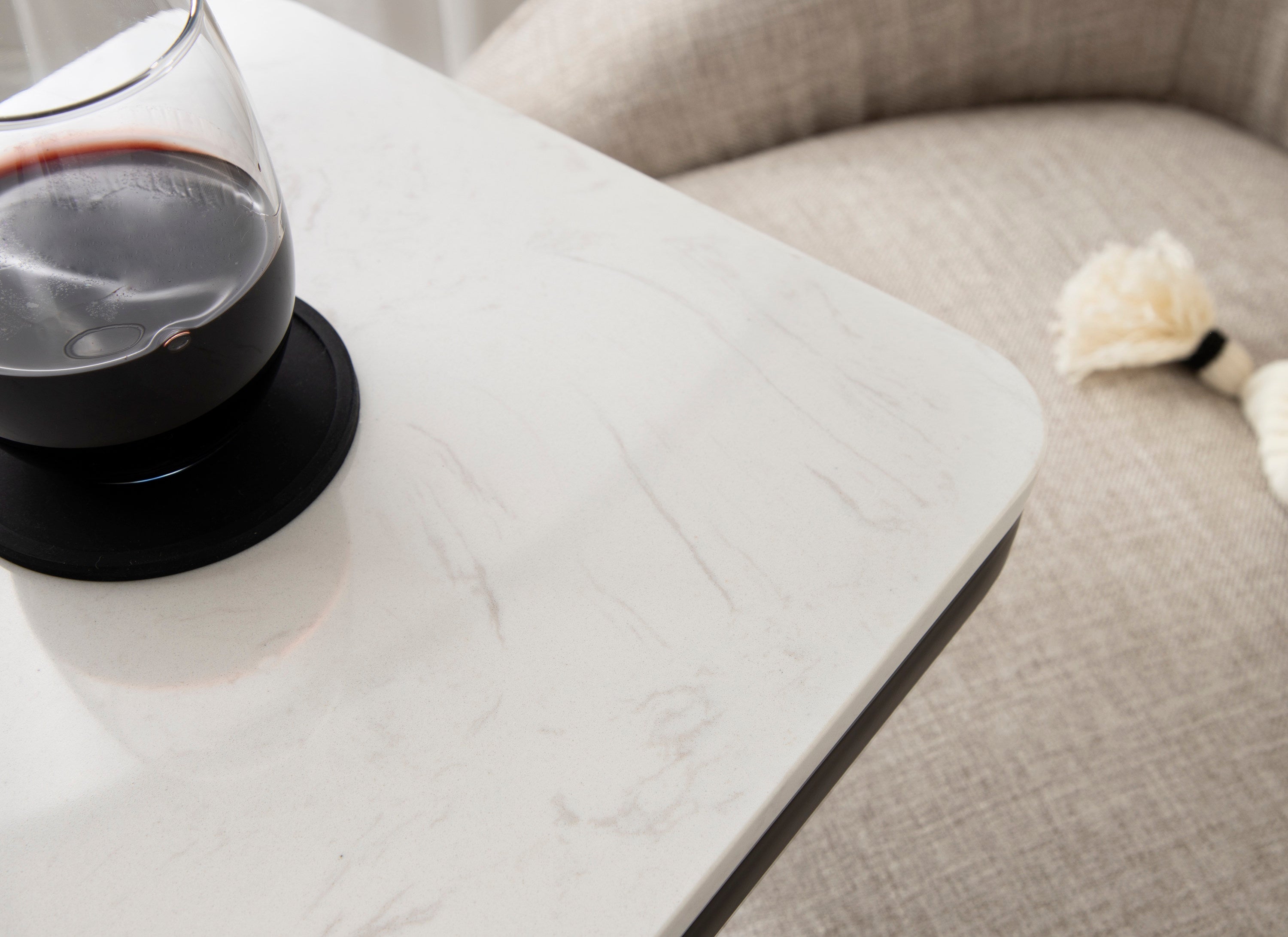 Credele Cultured Marble and Metal Accent C-Table