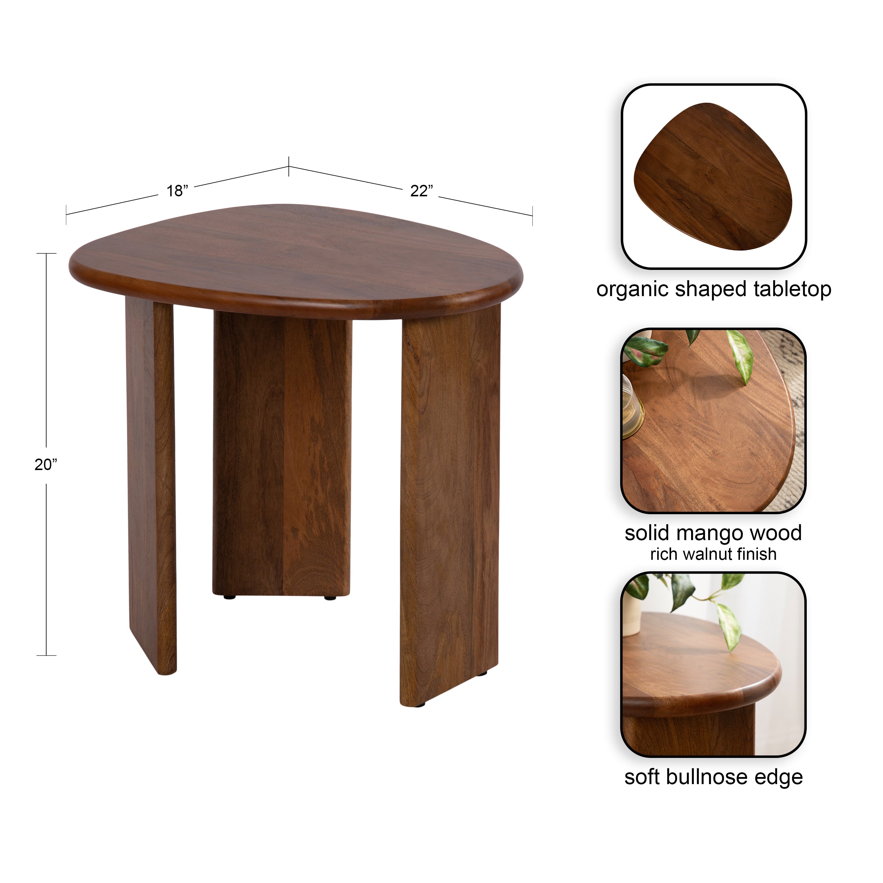 Tortola Wood Side Table