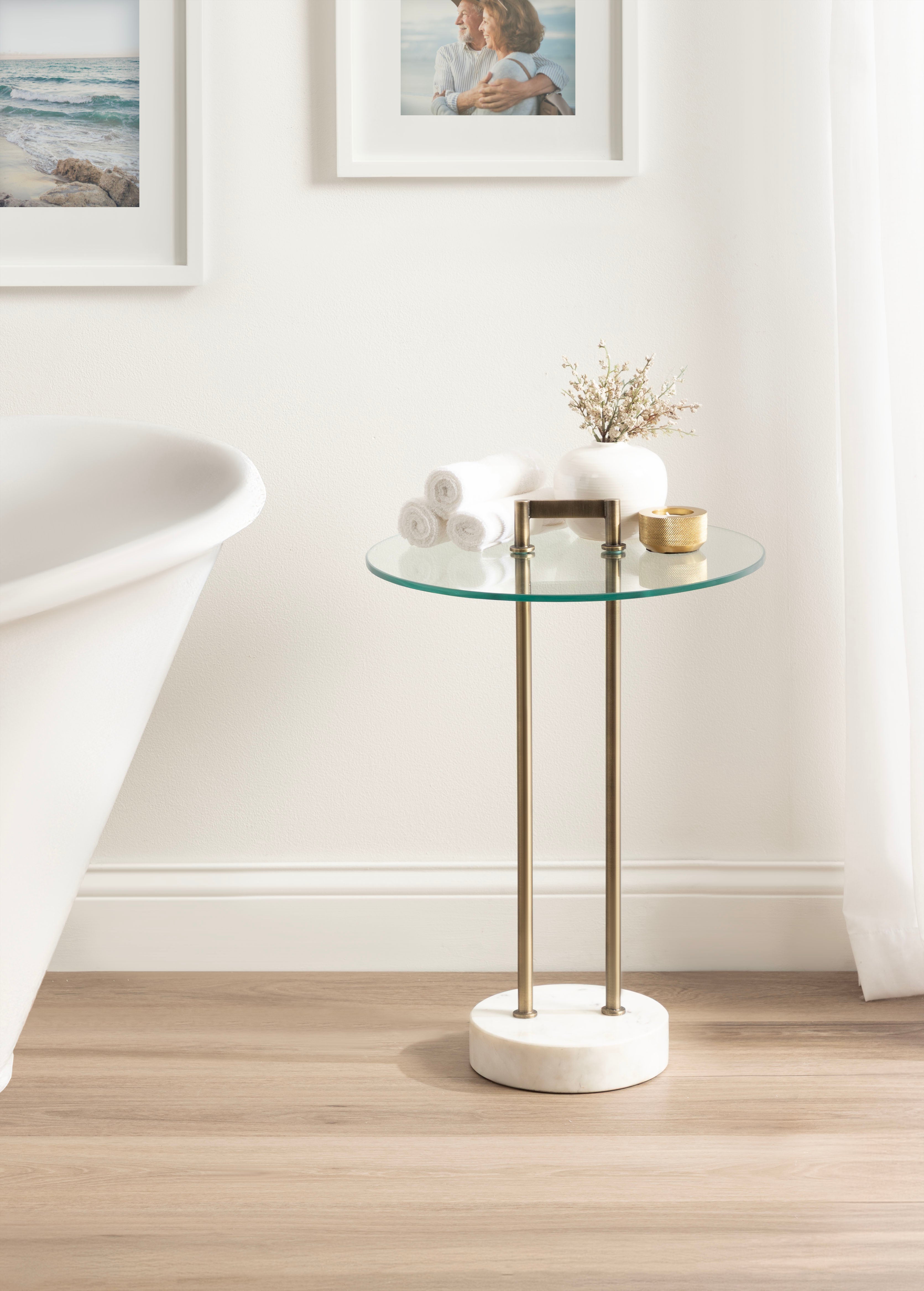 Side Table Gold White 16x16x24 7