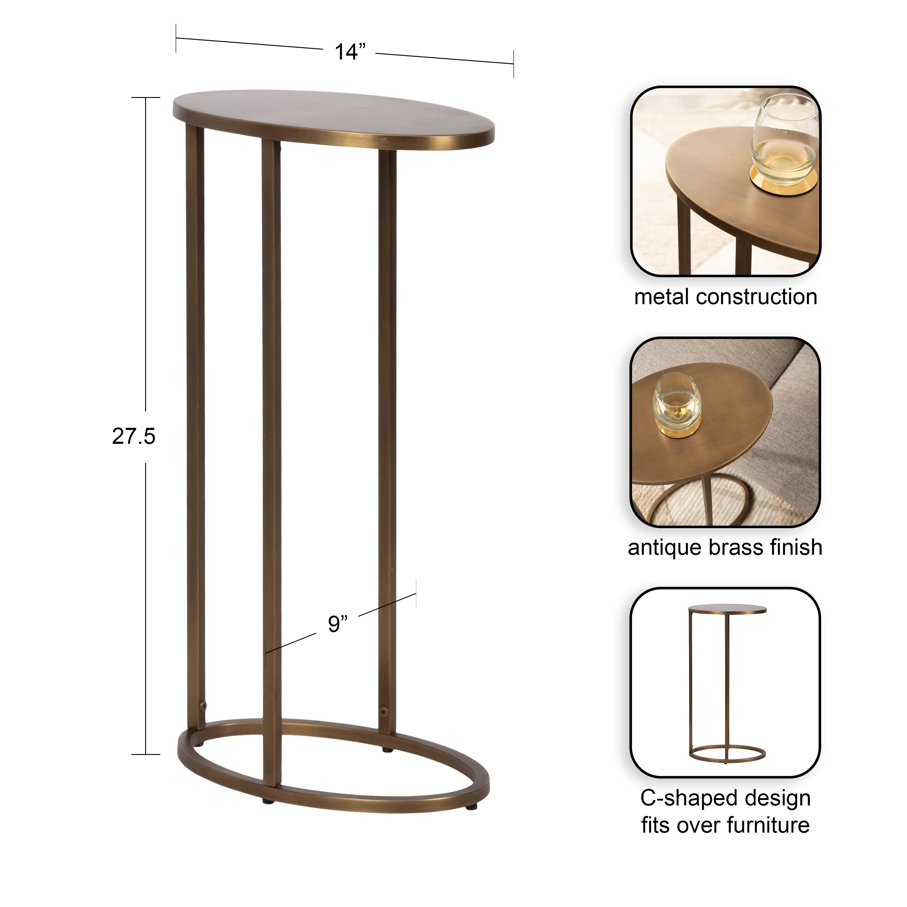 Natalli Metal Oval C-Table