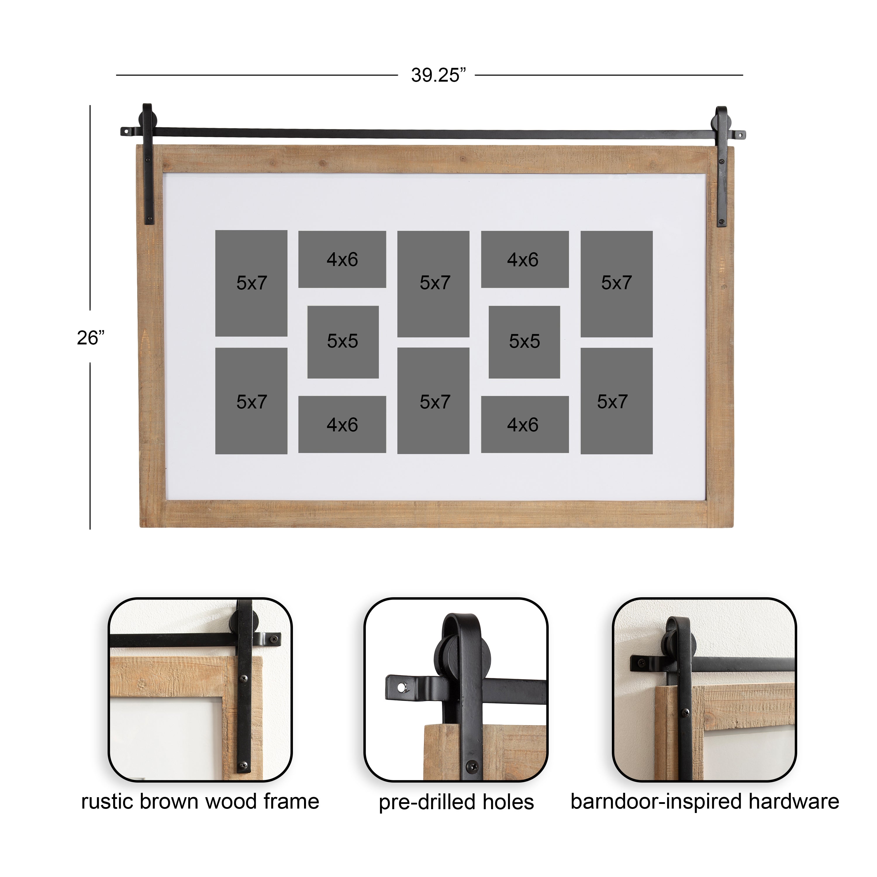 Wall Frame Rustic Brown 34x20 matted to 12op 2