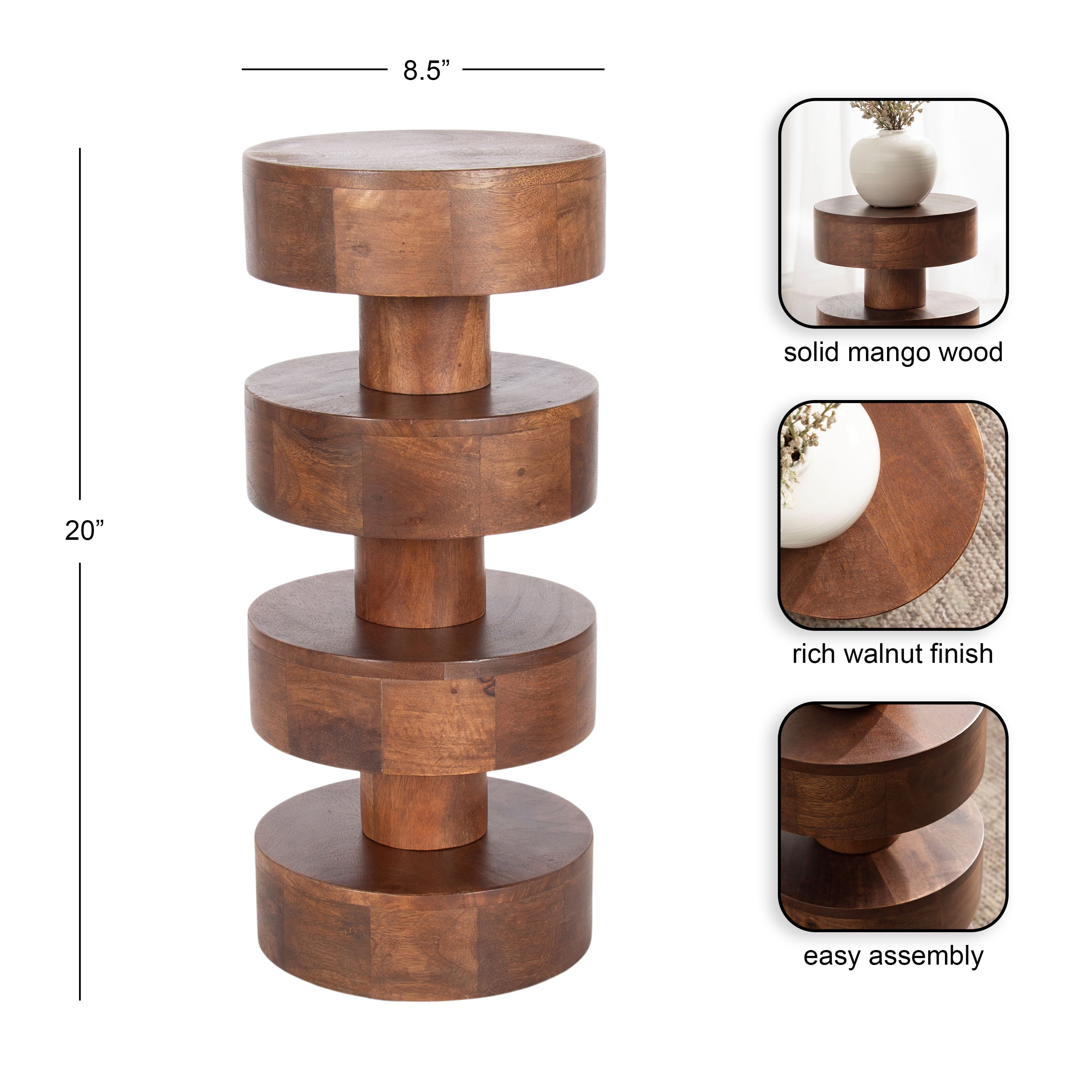 Drink Table Walnut Brown 9x9x20 2