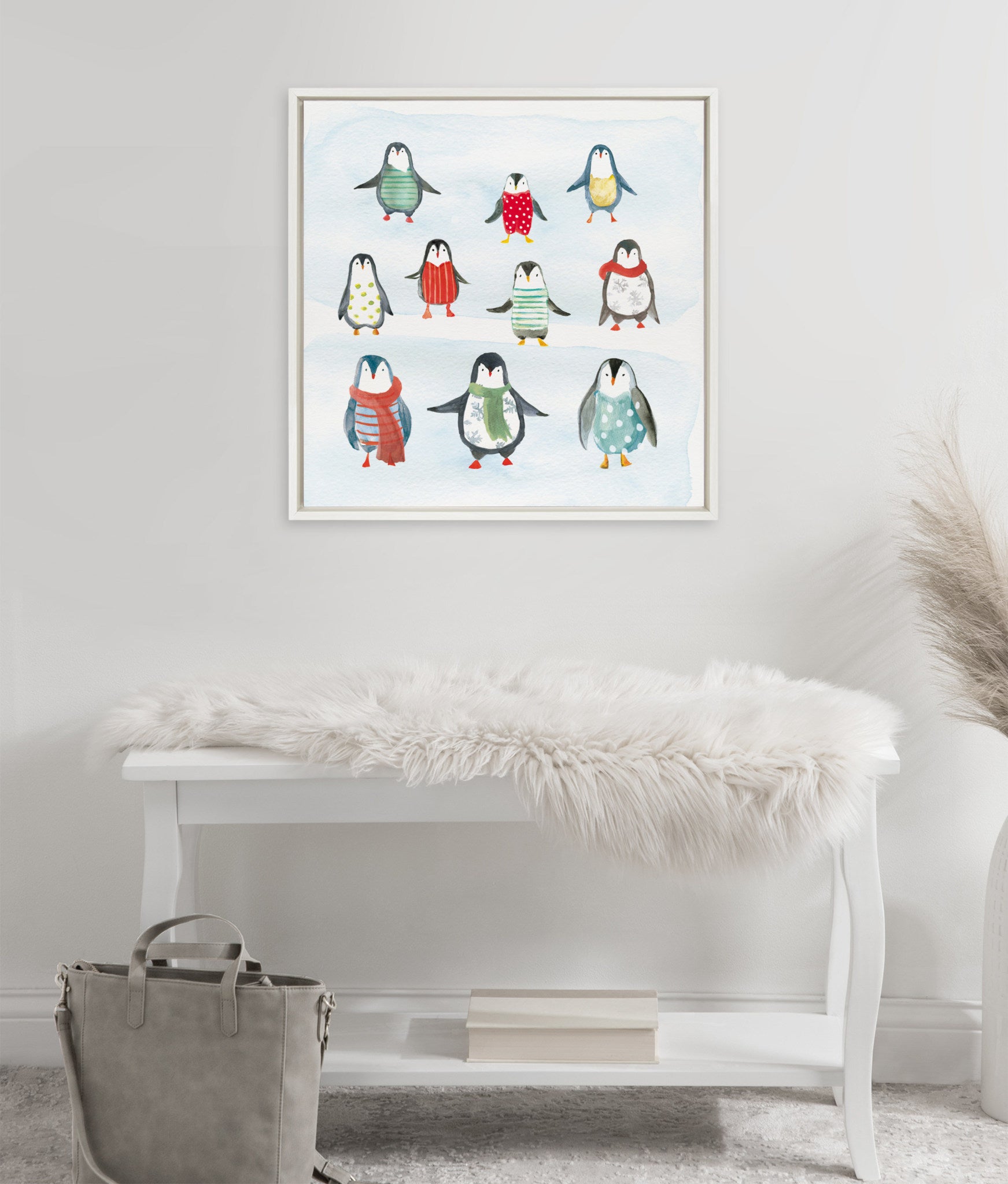 Sylvie Friend Zone Winterwonder Penguins Framed Canvas by House of Turnowsky