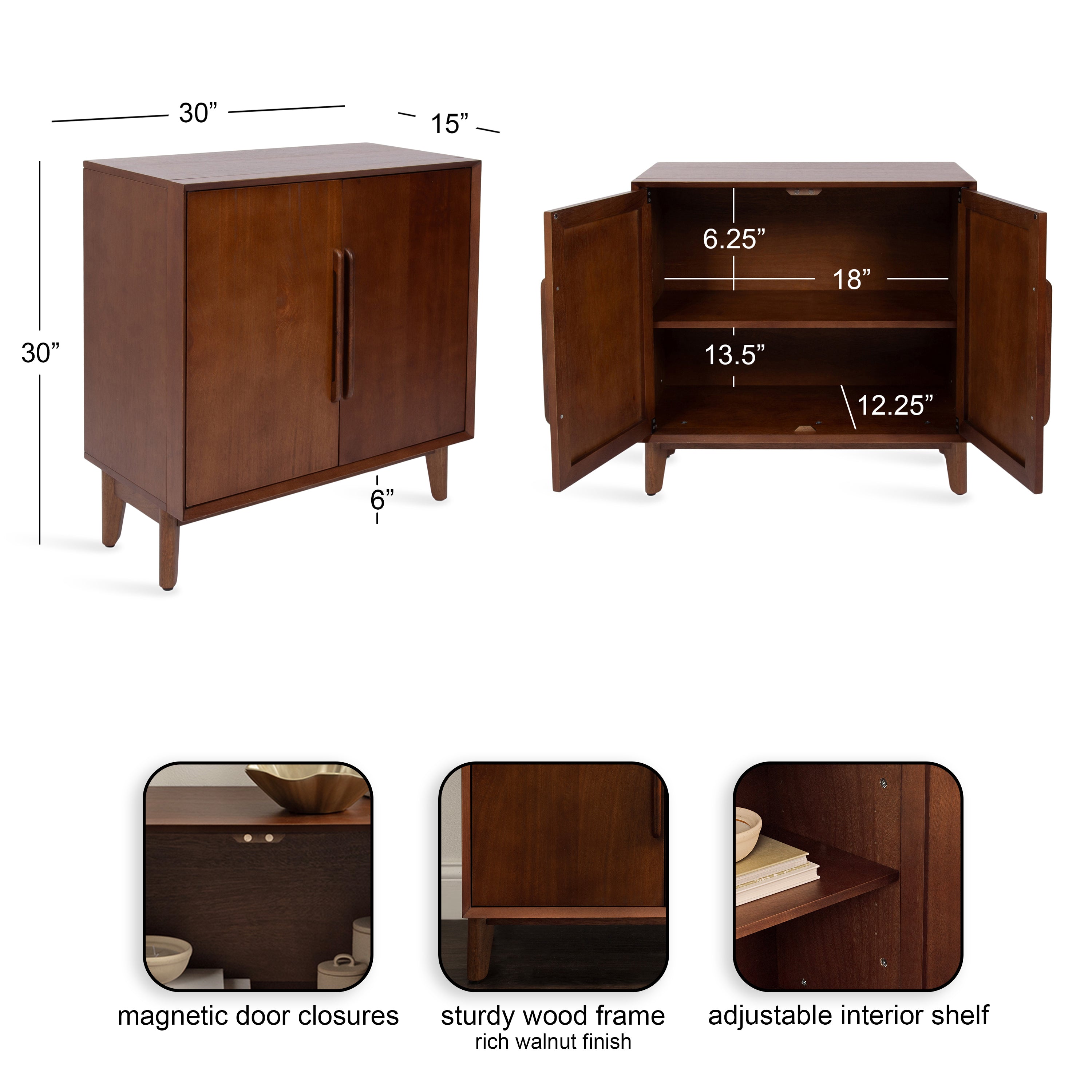 Floor Cabinet 30x15x30 Walnut Brown 2