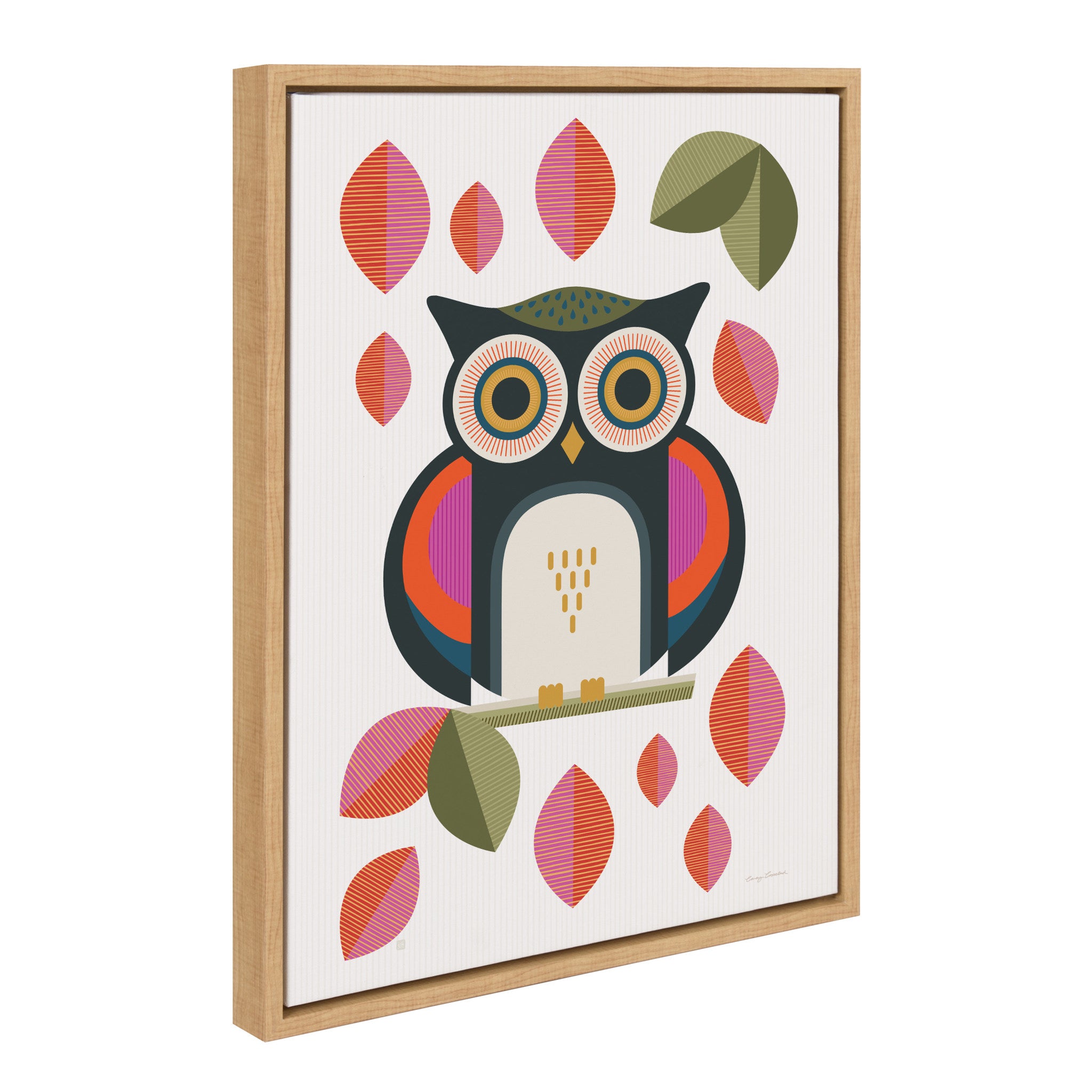 Sylvie Retro Owl Framed Canvas by Carey Copeland