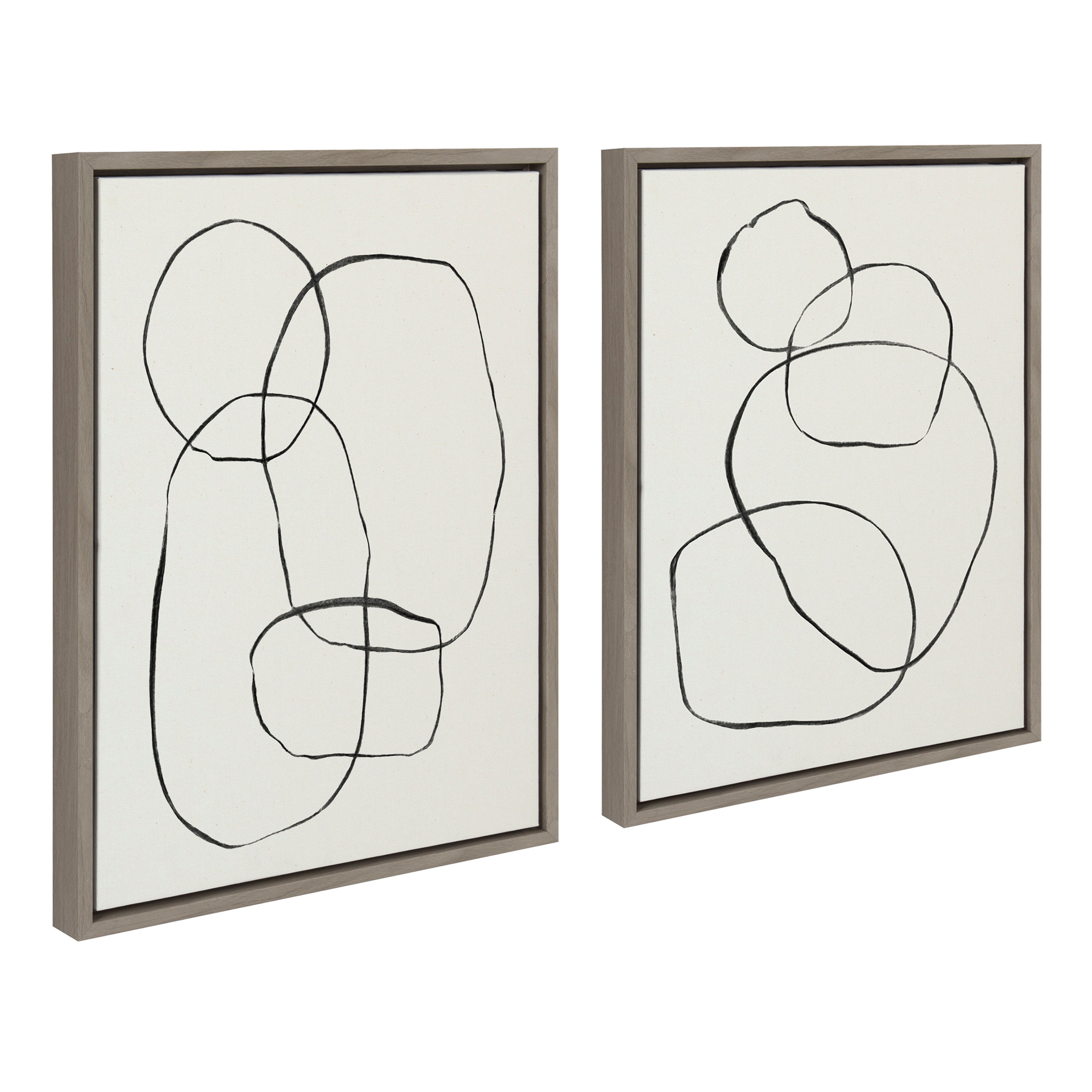 Sylvie Going in Circles Framed Textured Canvas Set by Teju Reval of SnazzyHues