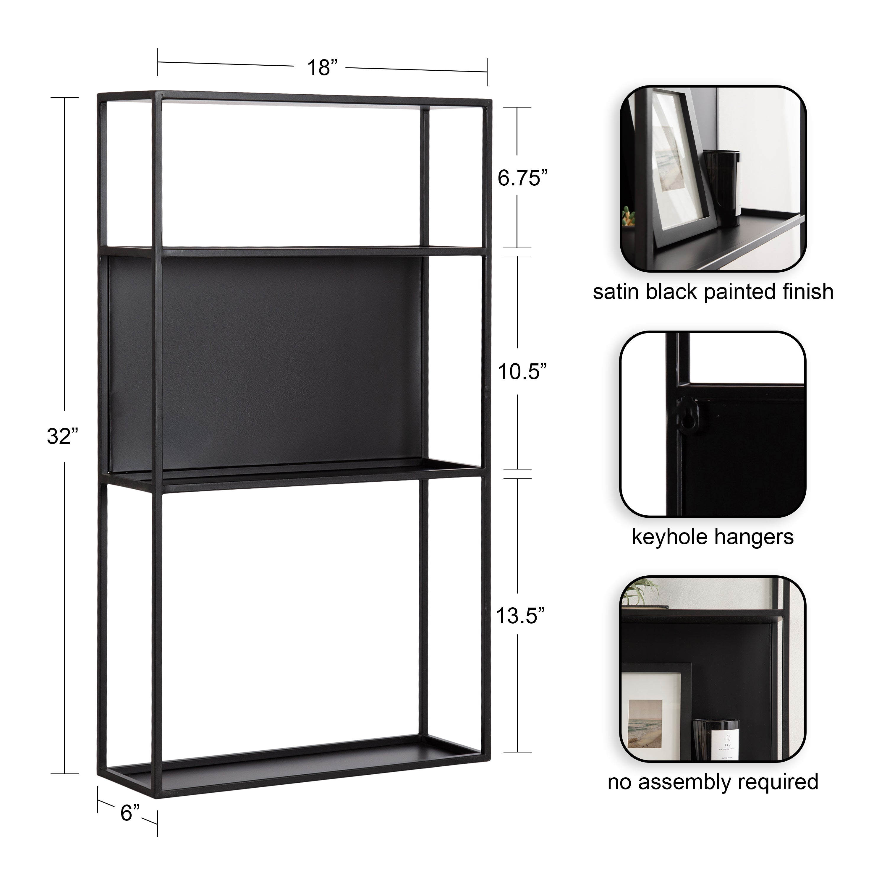 Accent Shelf Black 18x32 2