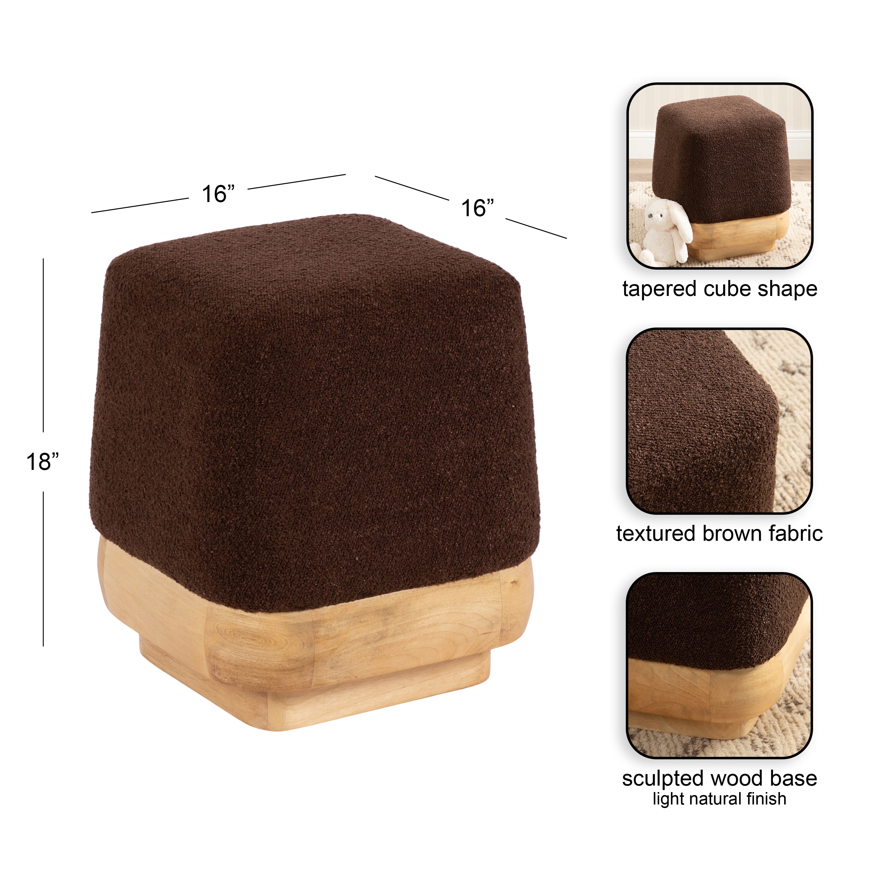 Standard Ottoman 16x16x18 Natural 2