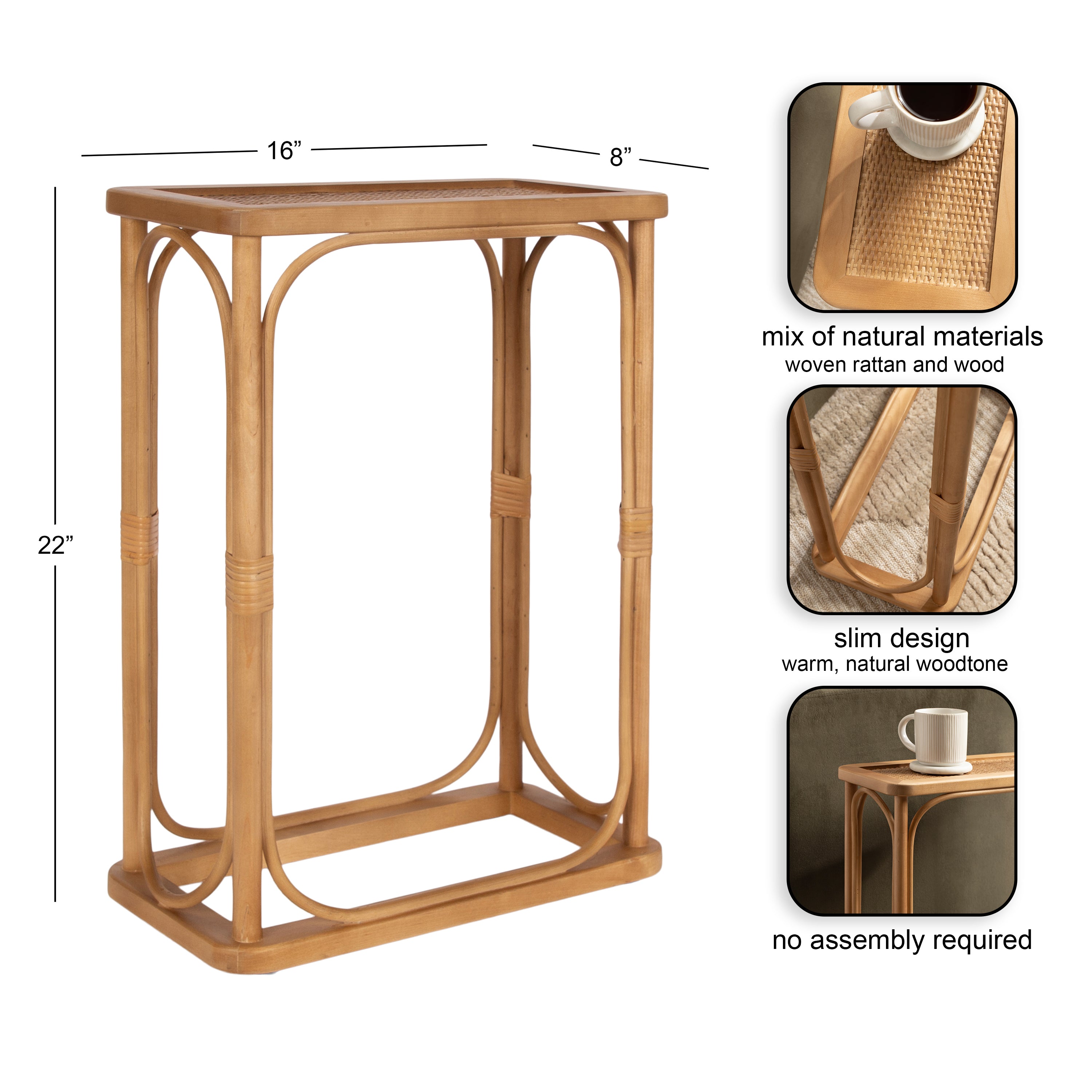 Side Table 16x8x22 Natural 2