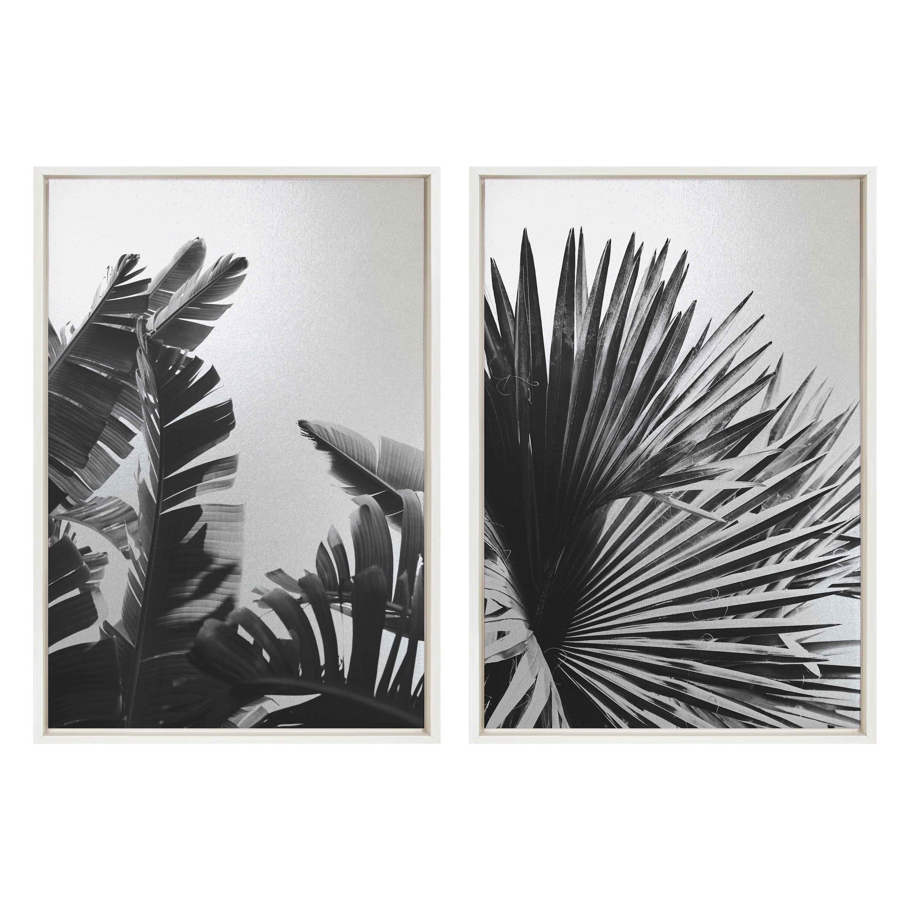 Sylvie Tropical Palms No. 2 and No. 8 Framed Canvas by Alicia Bock