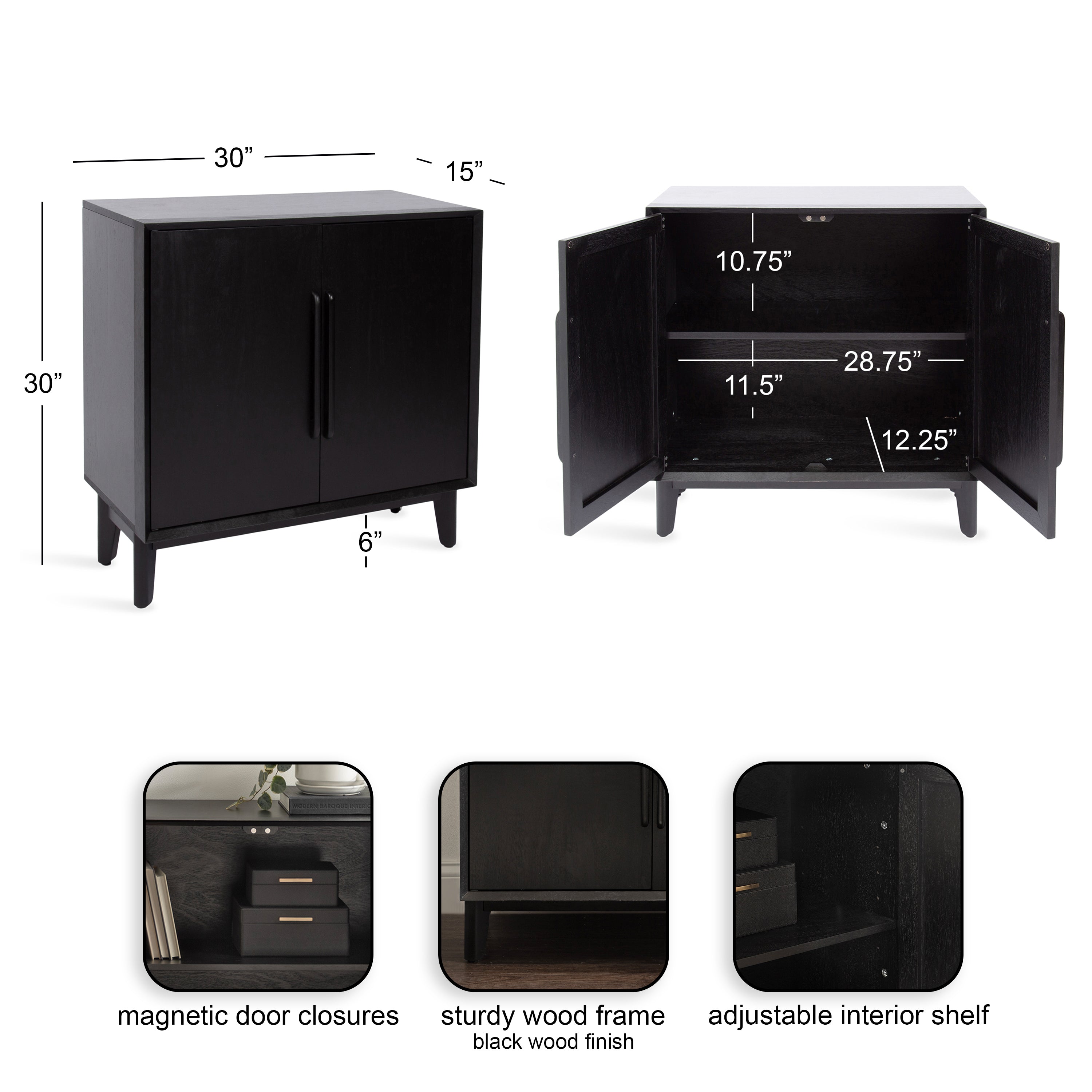 Floor Cabinet 30x15x30 Black 2