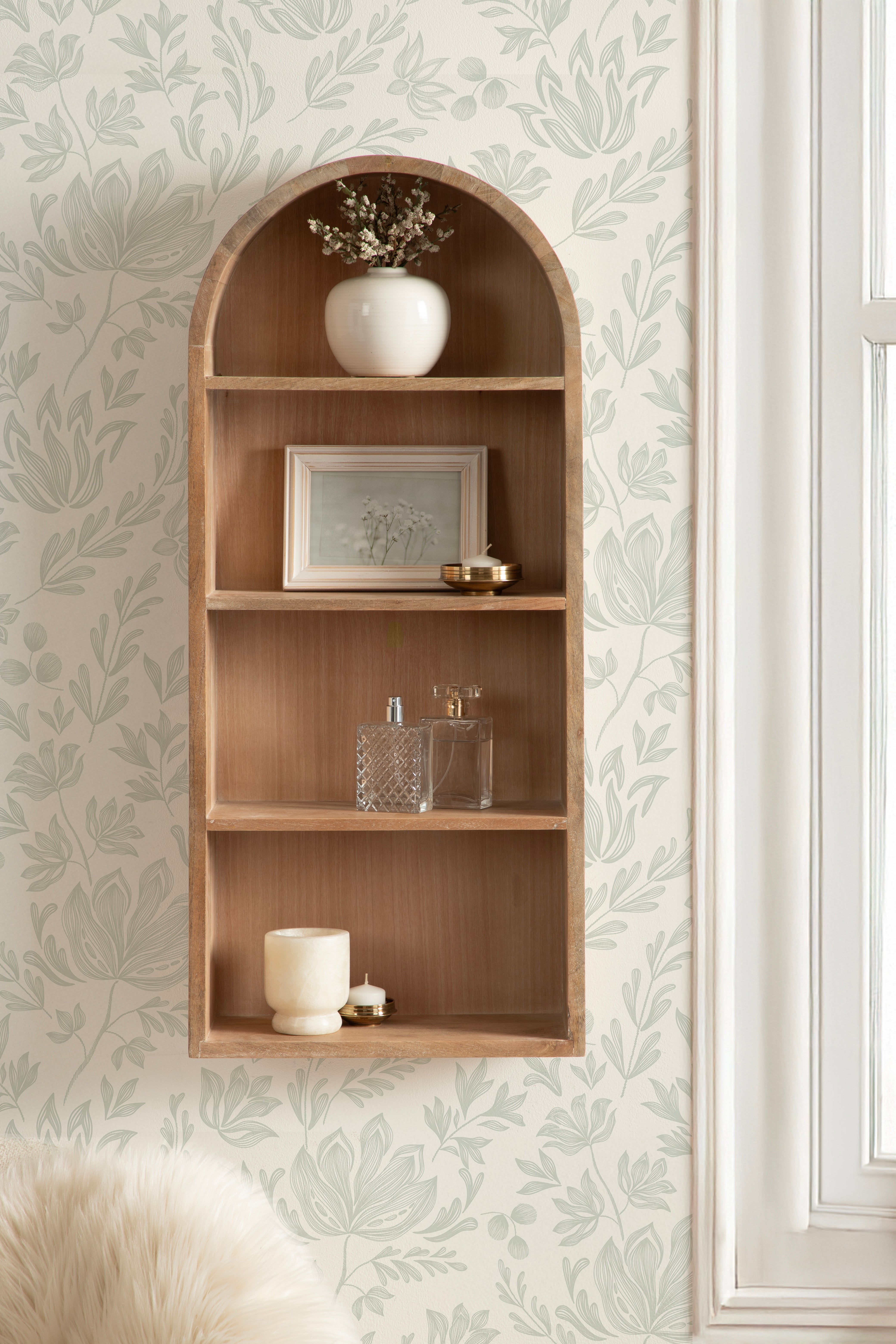 Accent Shelf Natural Beige 14x6x33 6
