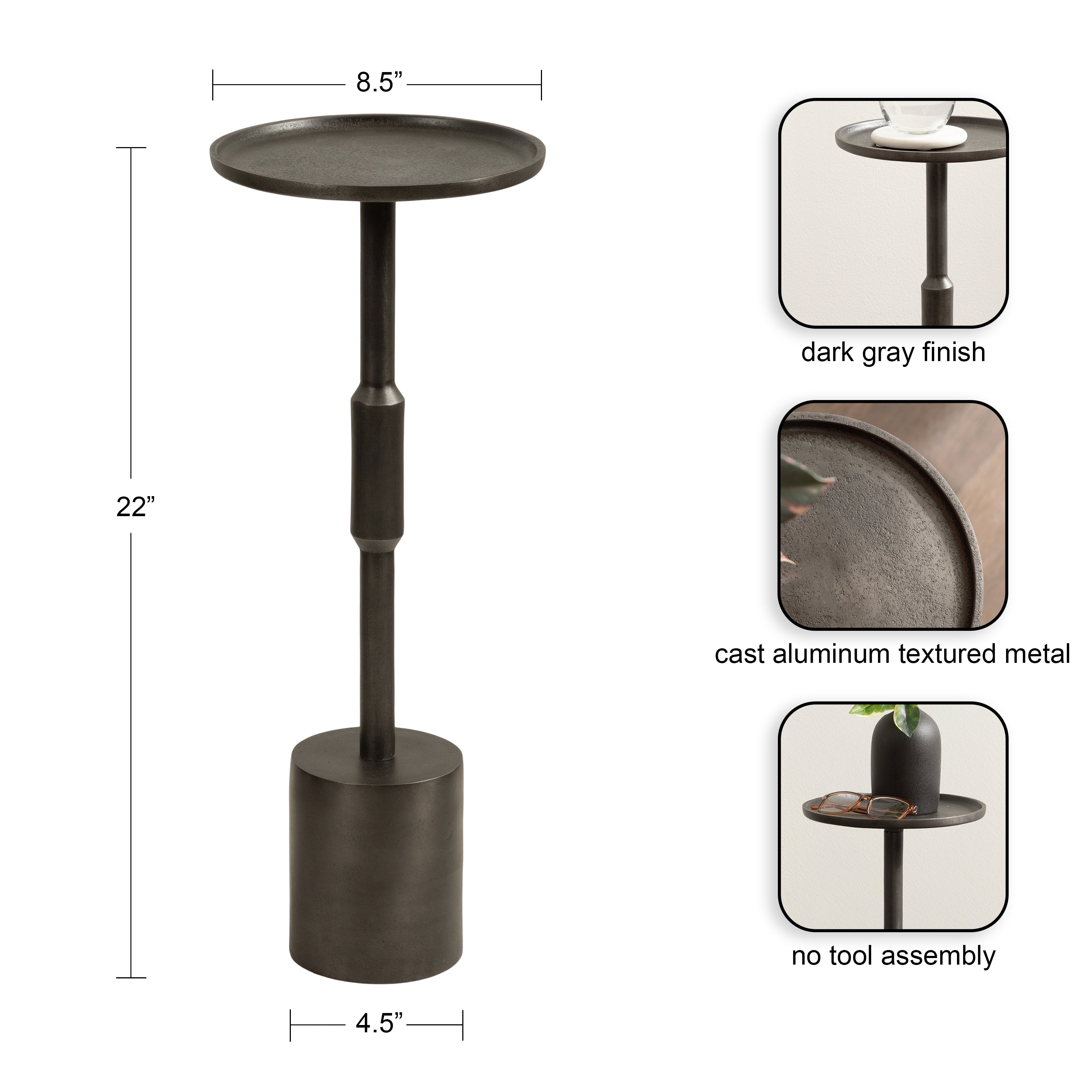 Drink Table Gray 9x9x22 2
