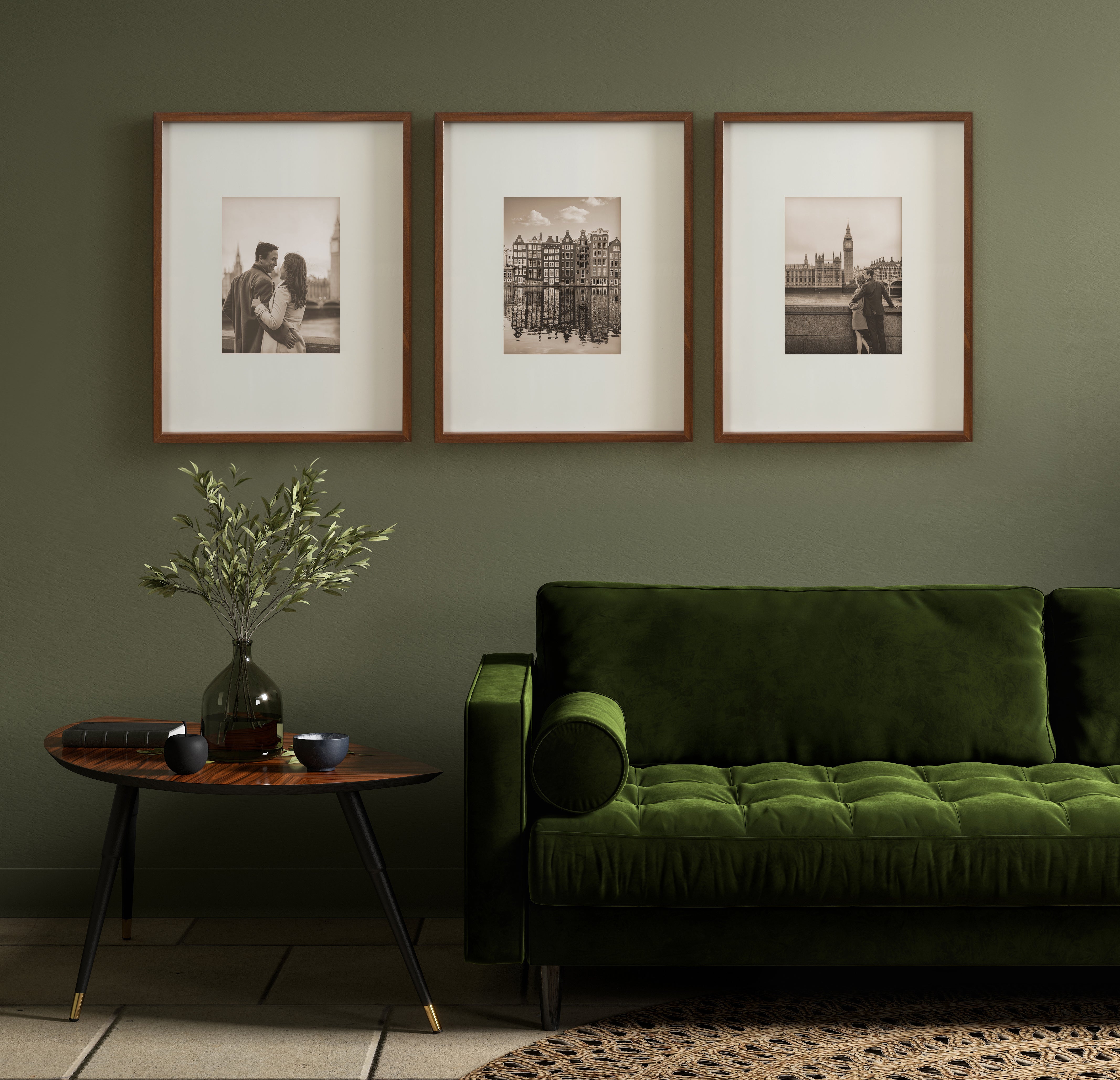 Wall Frame 16x20 matted to 8x10 Walnut Brown 6