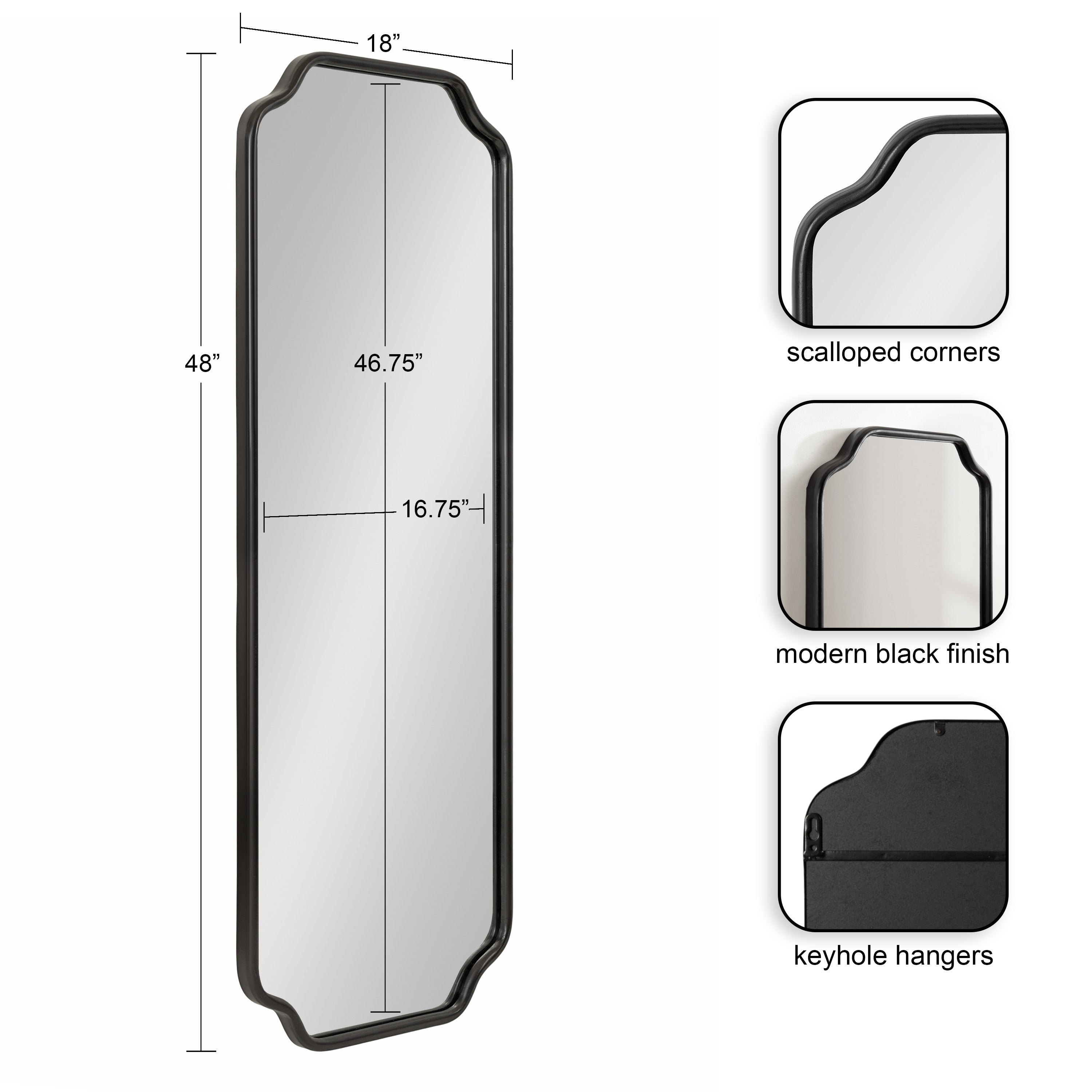 Full Length Mirror 18x48 Black 2