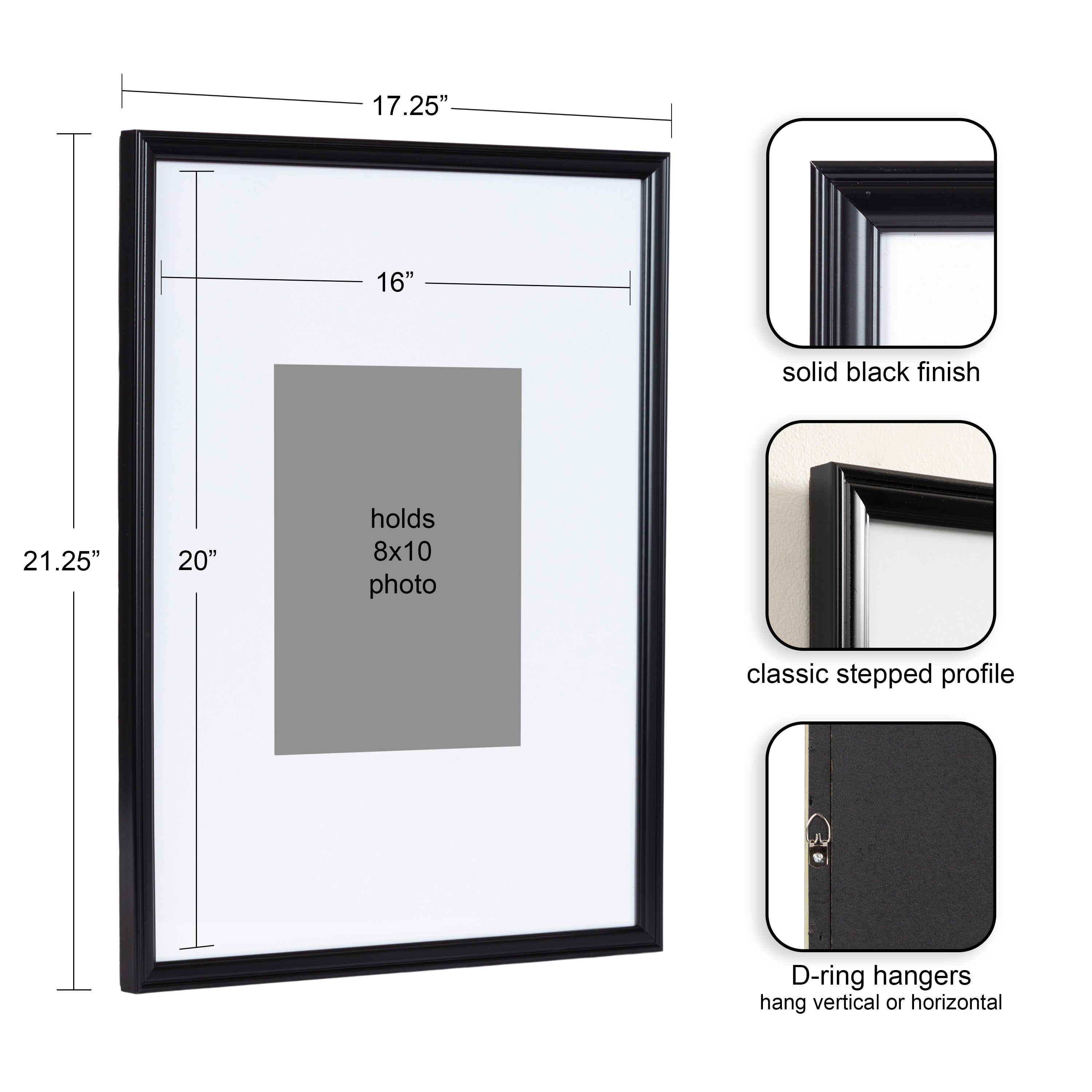 Wall Frame Black 16x20 matted to 8x10 2