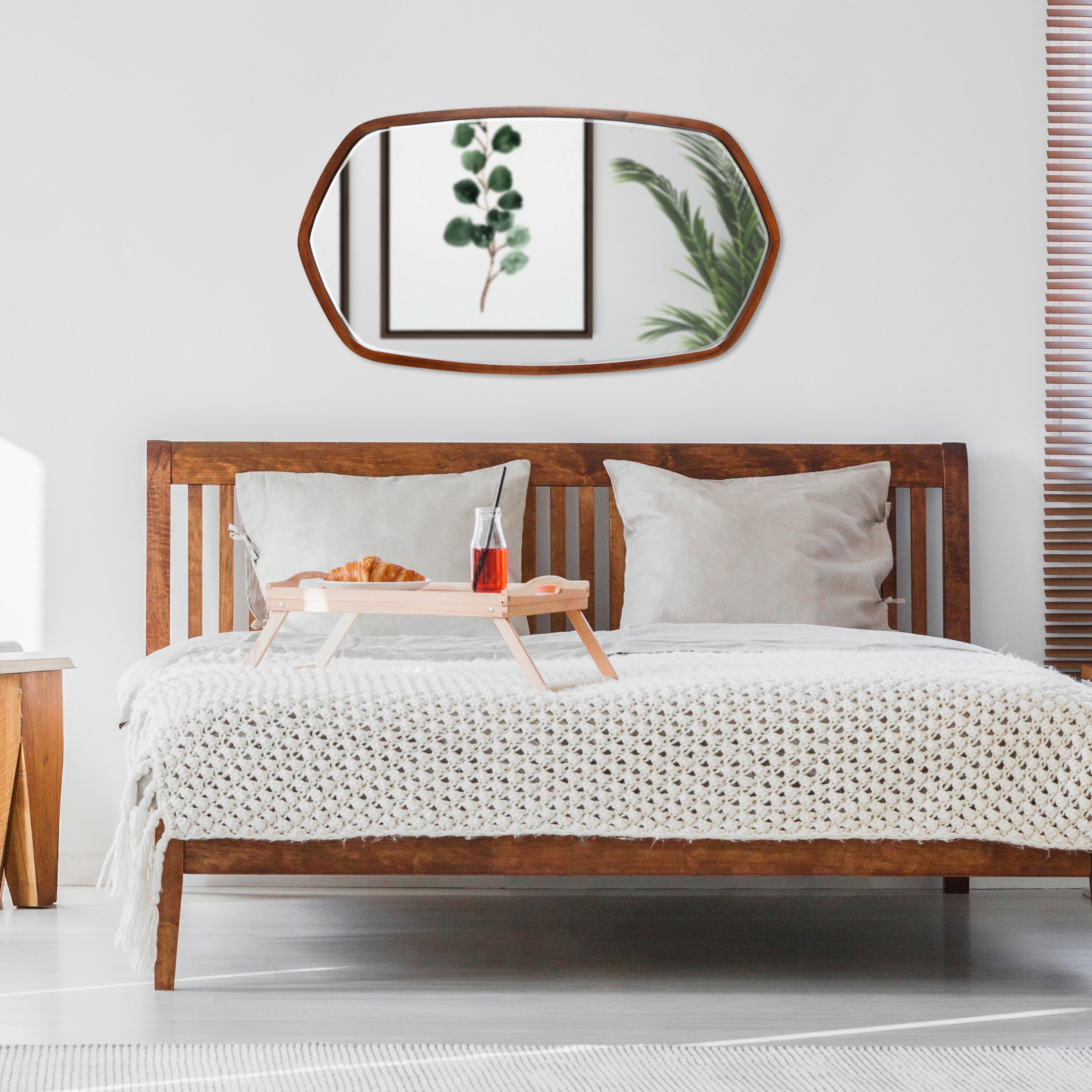 Hexagon Mirror Walnut Brown 20x36 7