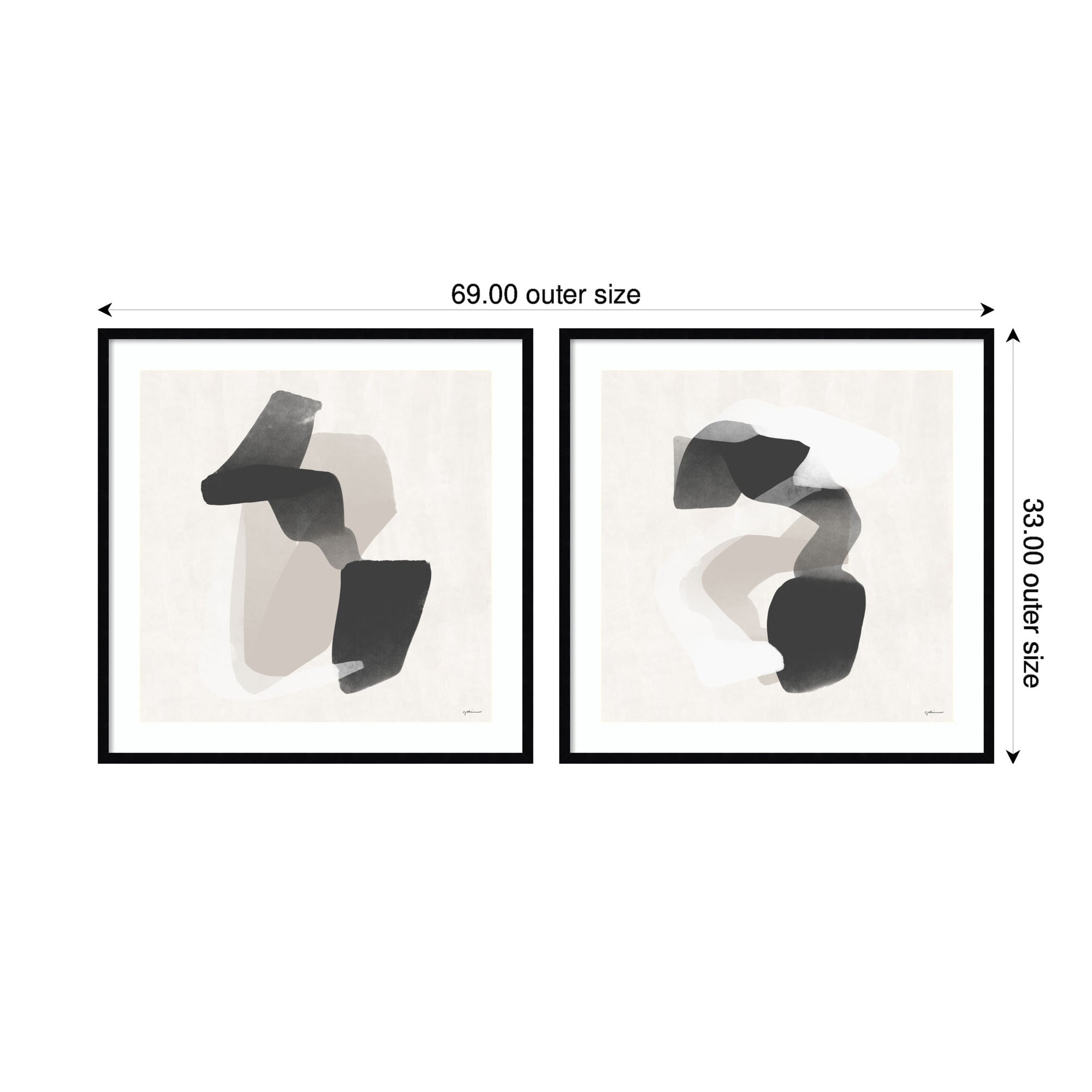Framed Art Svelte Noir Black 2 Piece Set 33x33 2