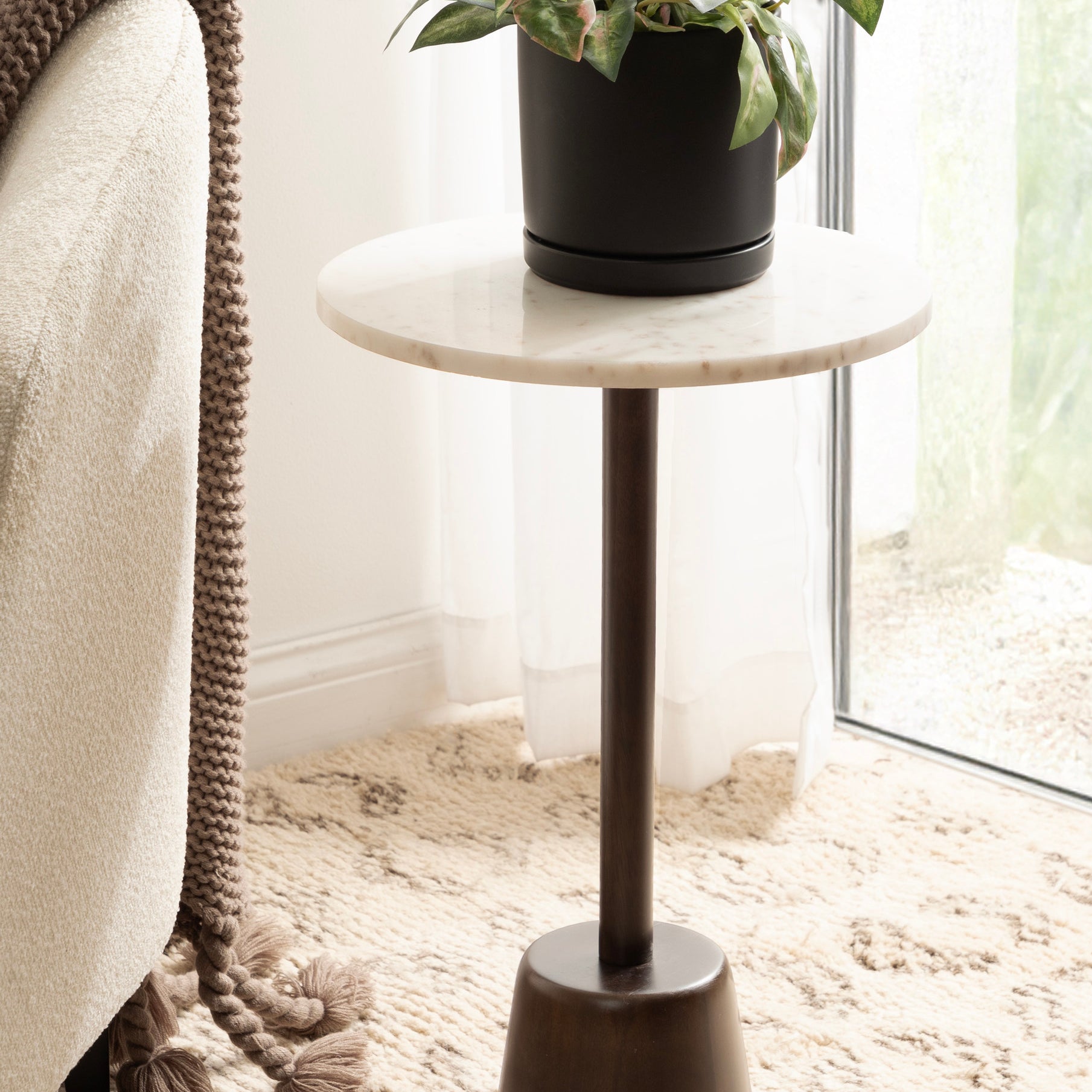 Side Table 14x14x24 White Dark Brown 7