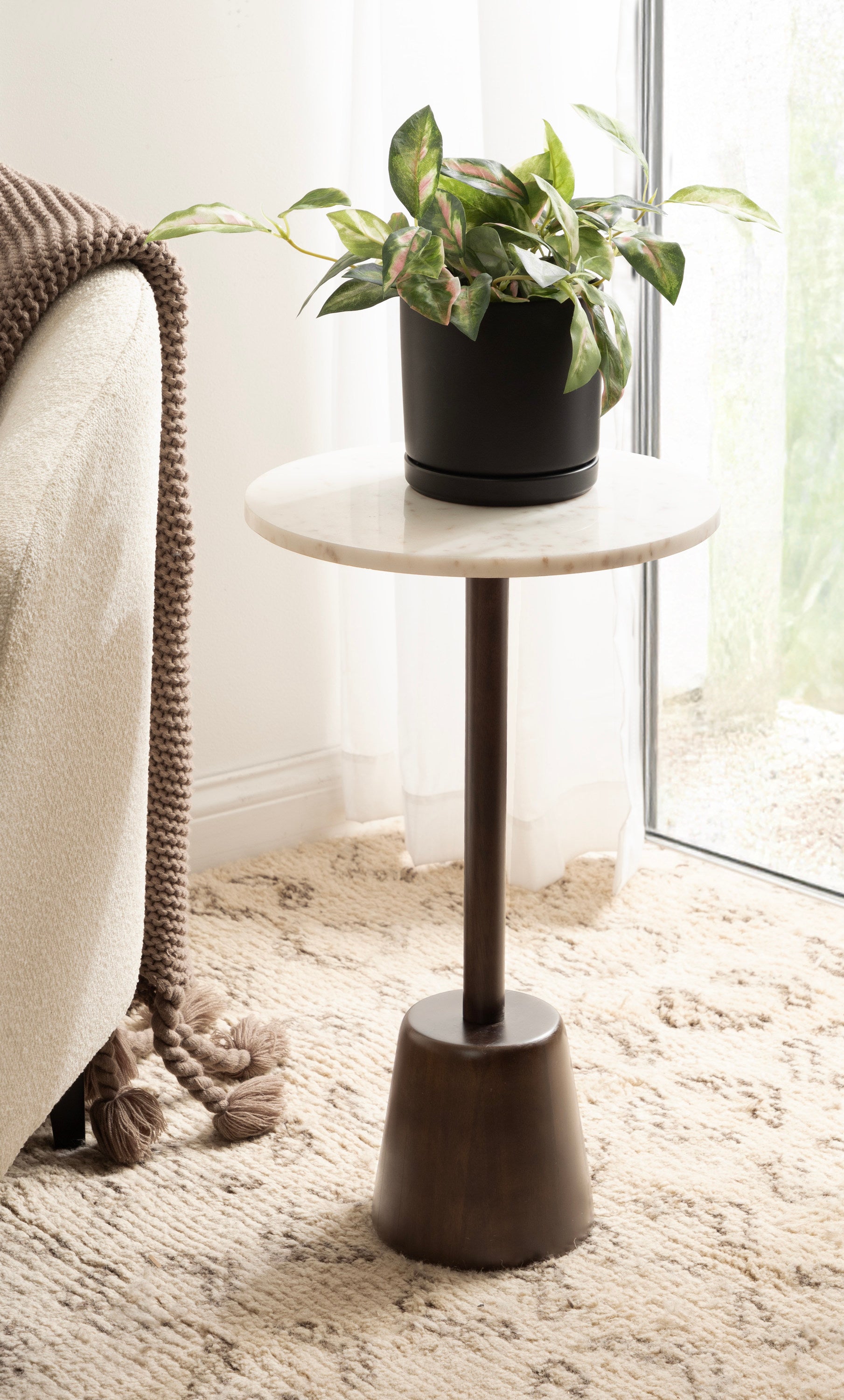 Side Table White Dark Brown 14x14x24 7