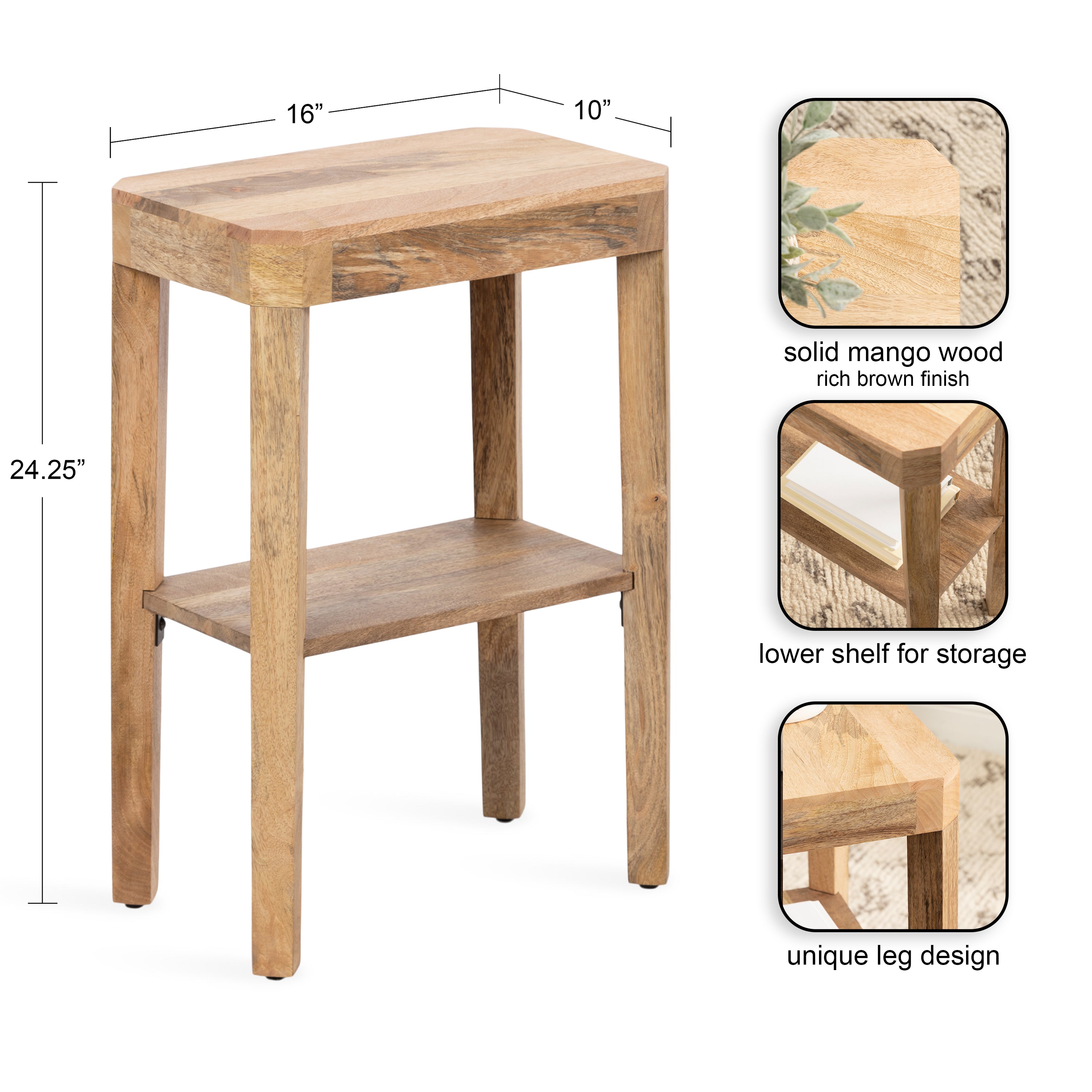 Side Table Natural 16x10x25 2