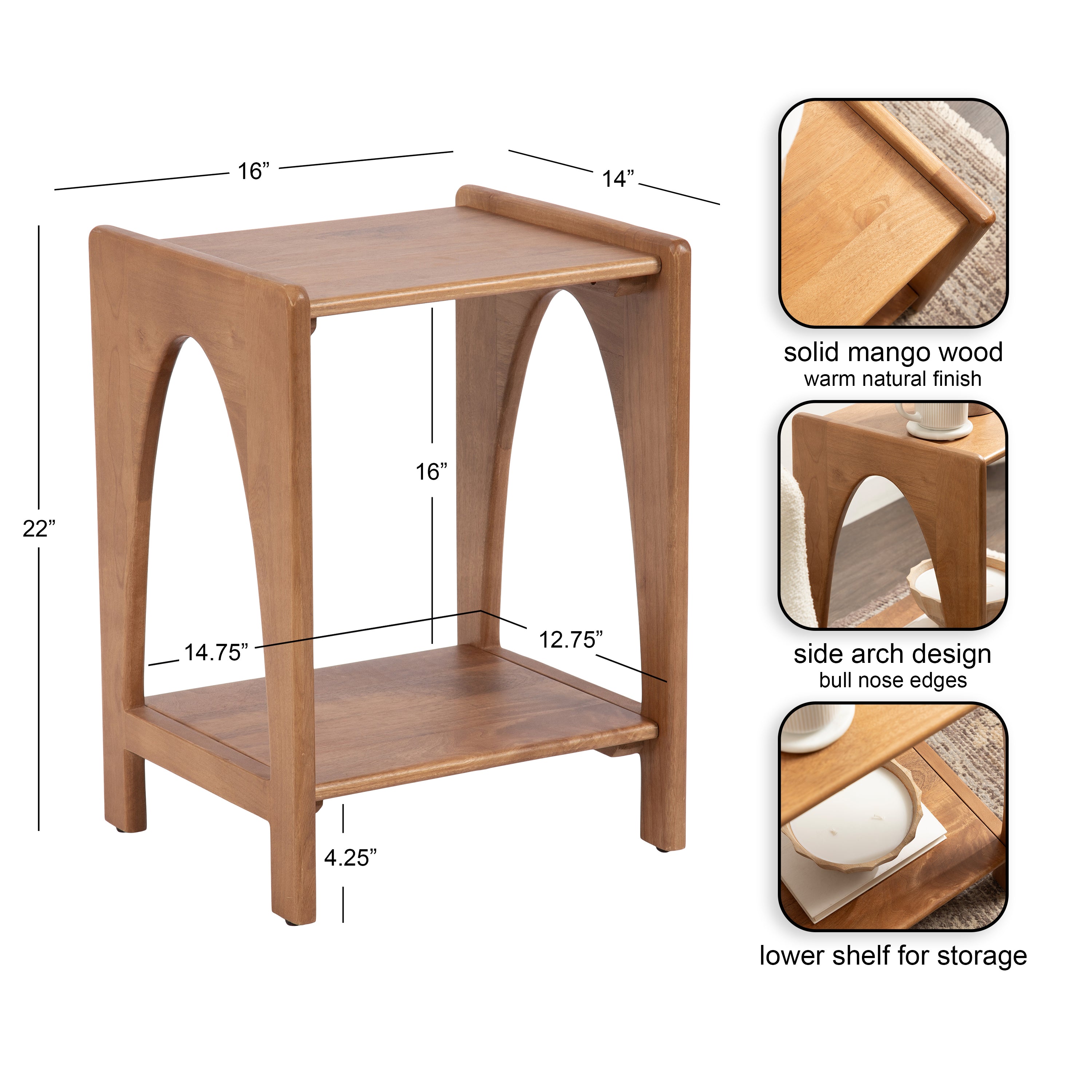 Side Table 16x14x22 Natural 2