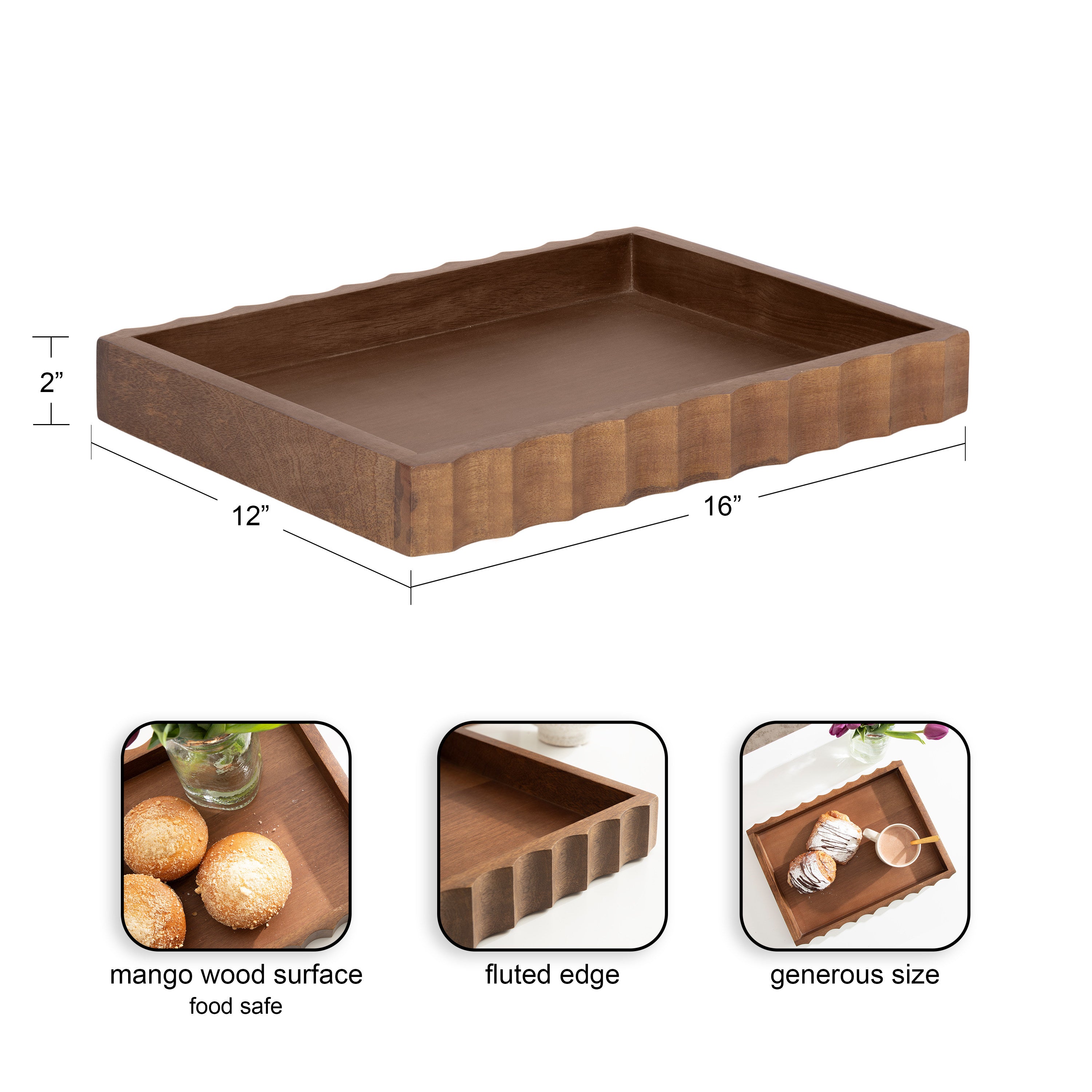 Serving Tray Walnut Brown 16x12 2