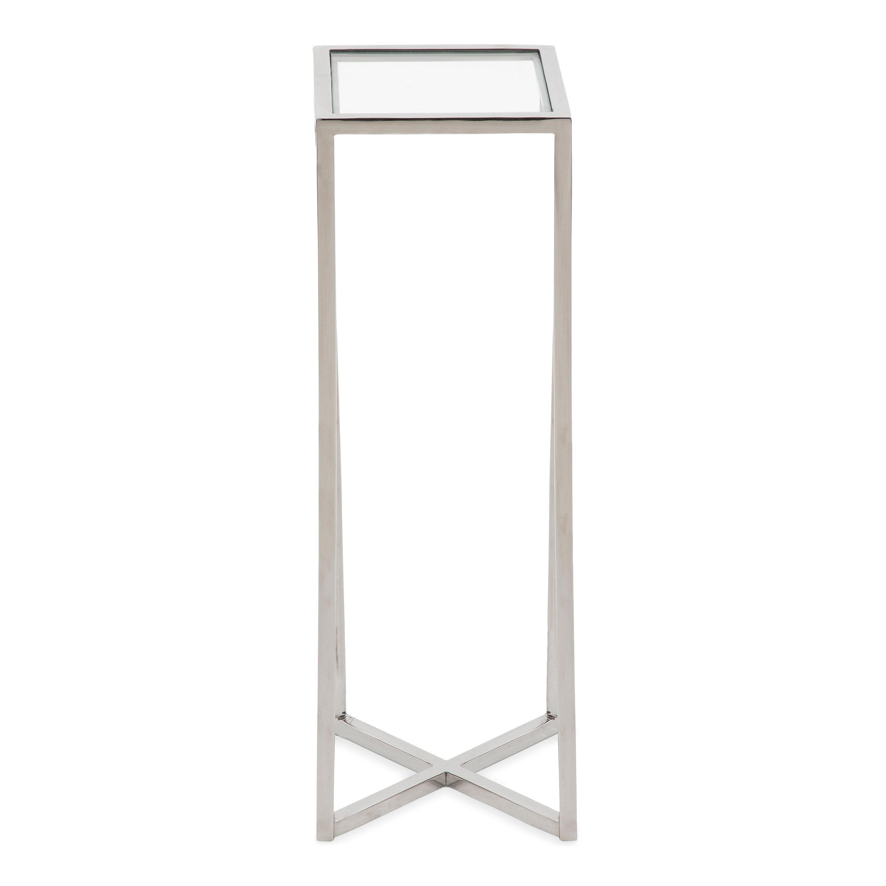 Side Table Clear Silver 7x7x21 3