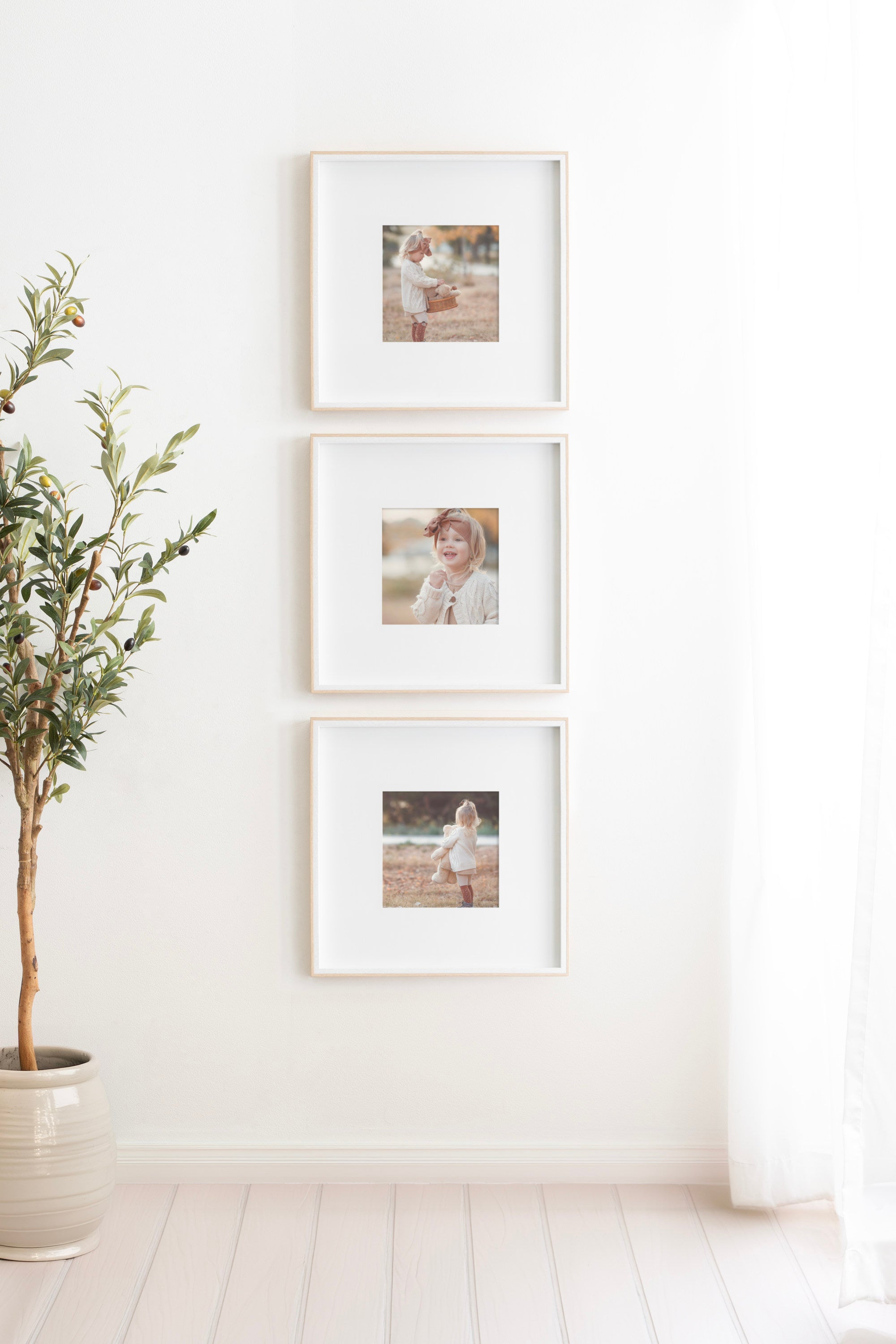 Wall Frame 16x16 matted to 8x8 White Natural 6