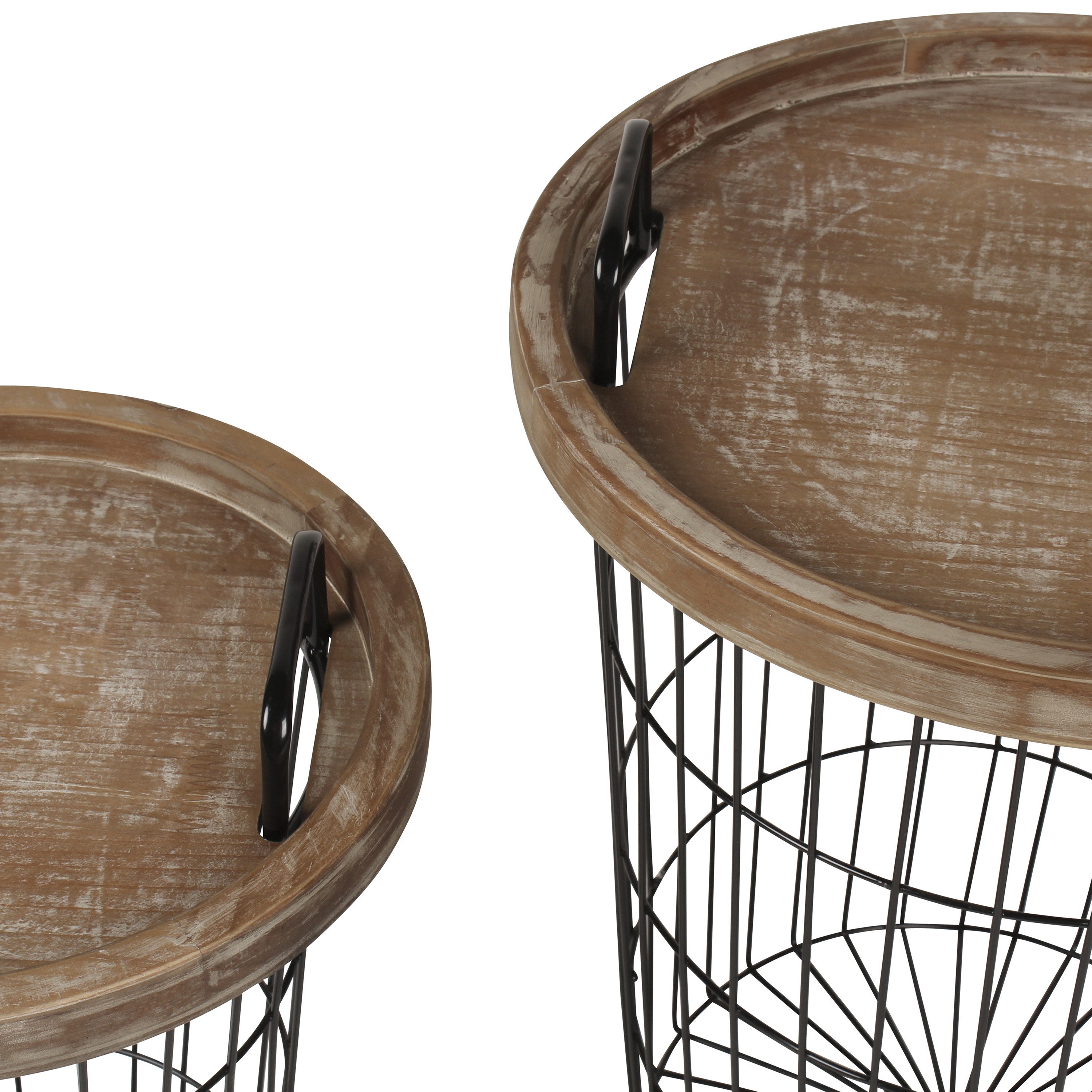 Nesting Table Rustic Brown Black 2 piece 3