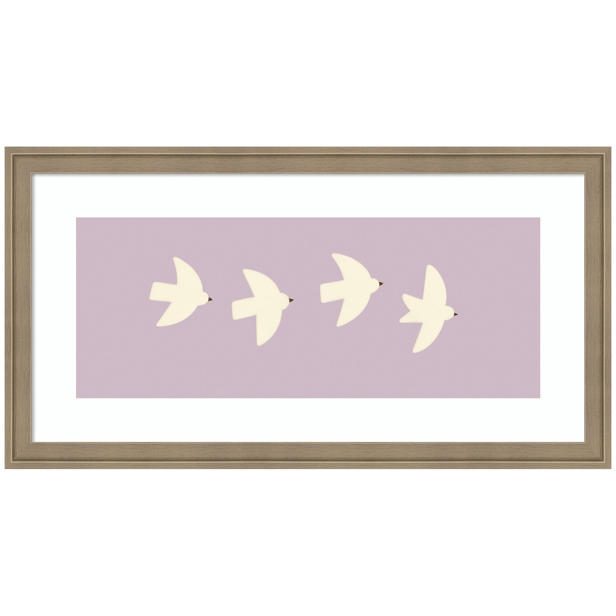 Minimalist Birds Panel 3 Light Purple by Laura Moss Framed Wall Art Print