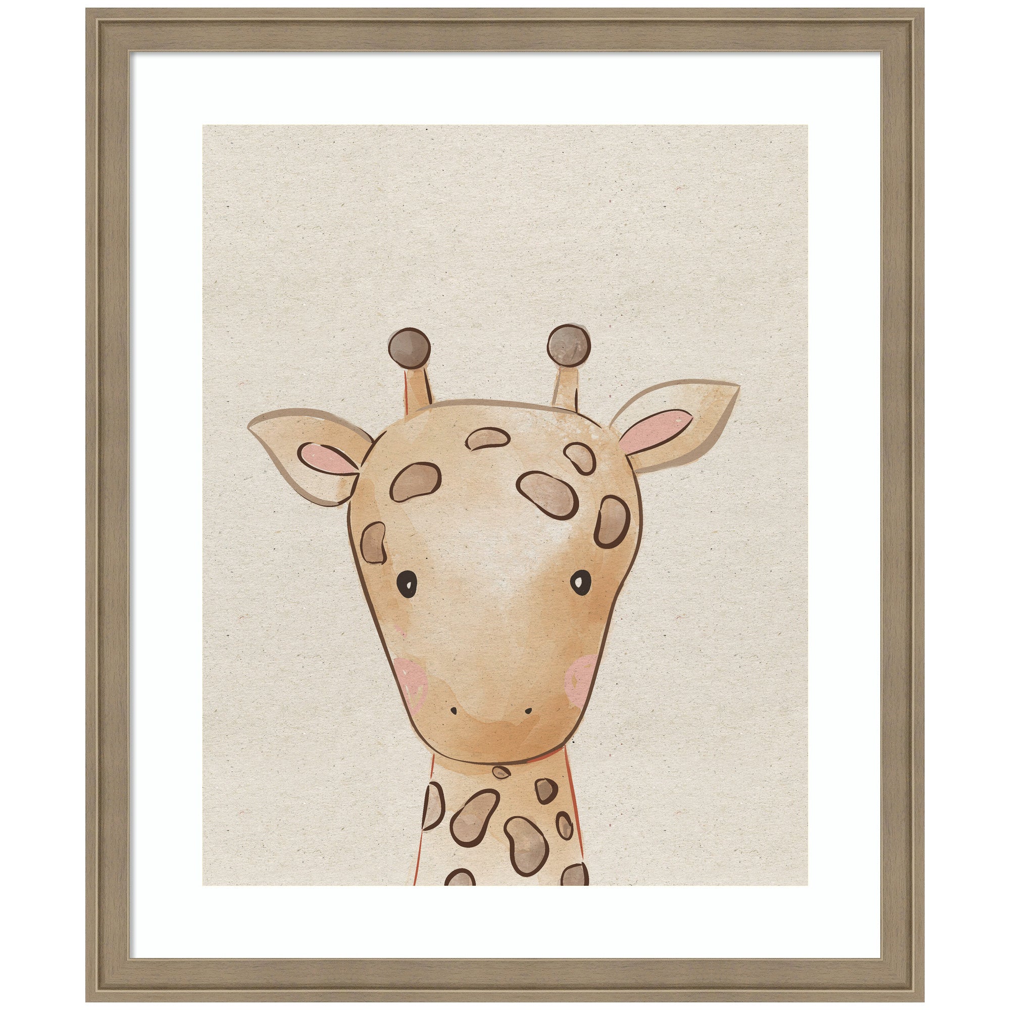 Baby Animal Giraffe Natural by The Creative Bunch Studio Framed Wall Art Print