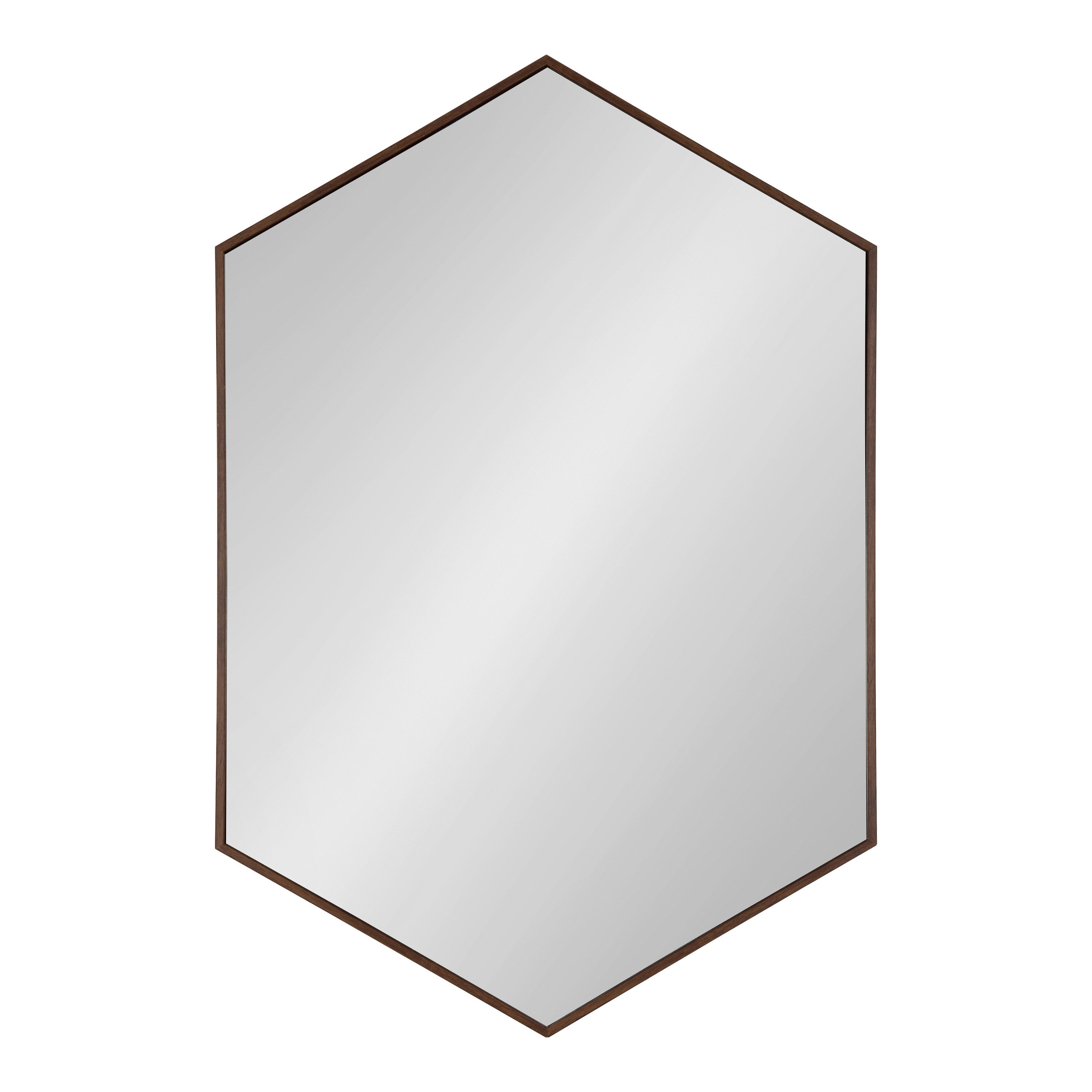 Hexagon Mirror Walnut Brown 24x36 2