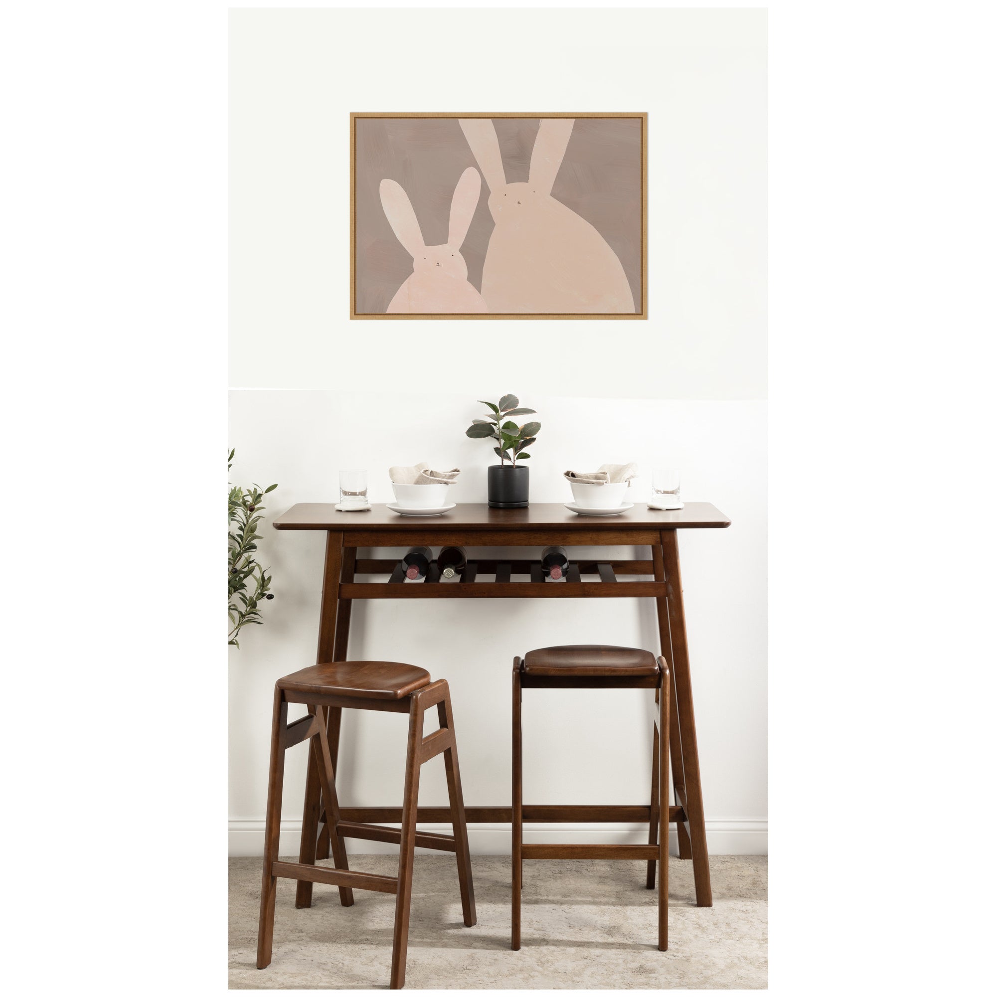 Bunny Mama and Baby II by Alicia Abla Framed Canvas Wall Art Print
