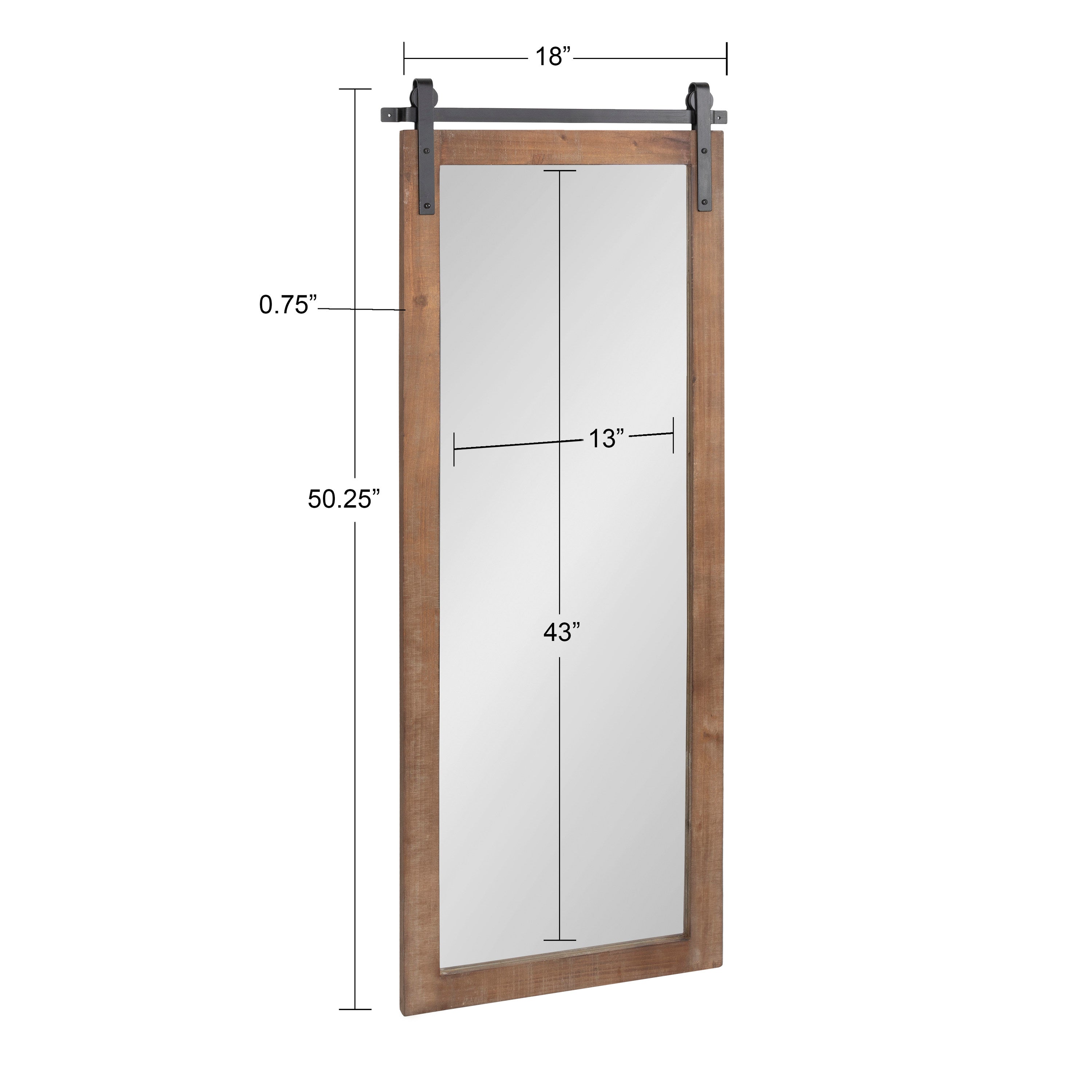 Rectangle Mirror Rustic Brown 18x50 5