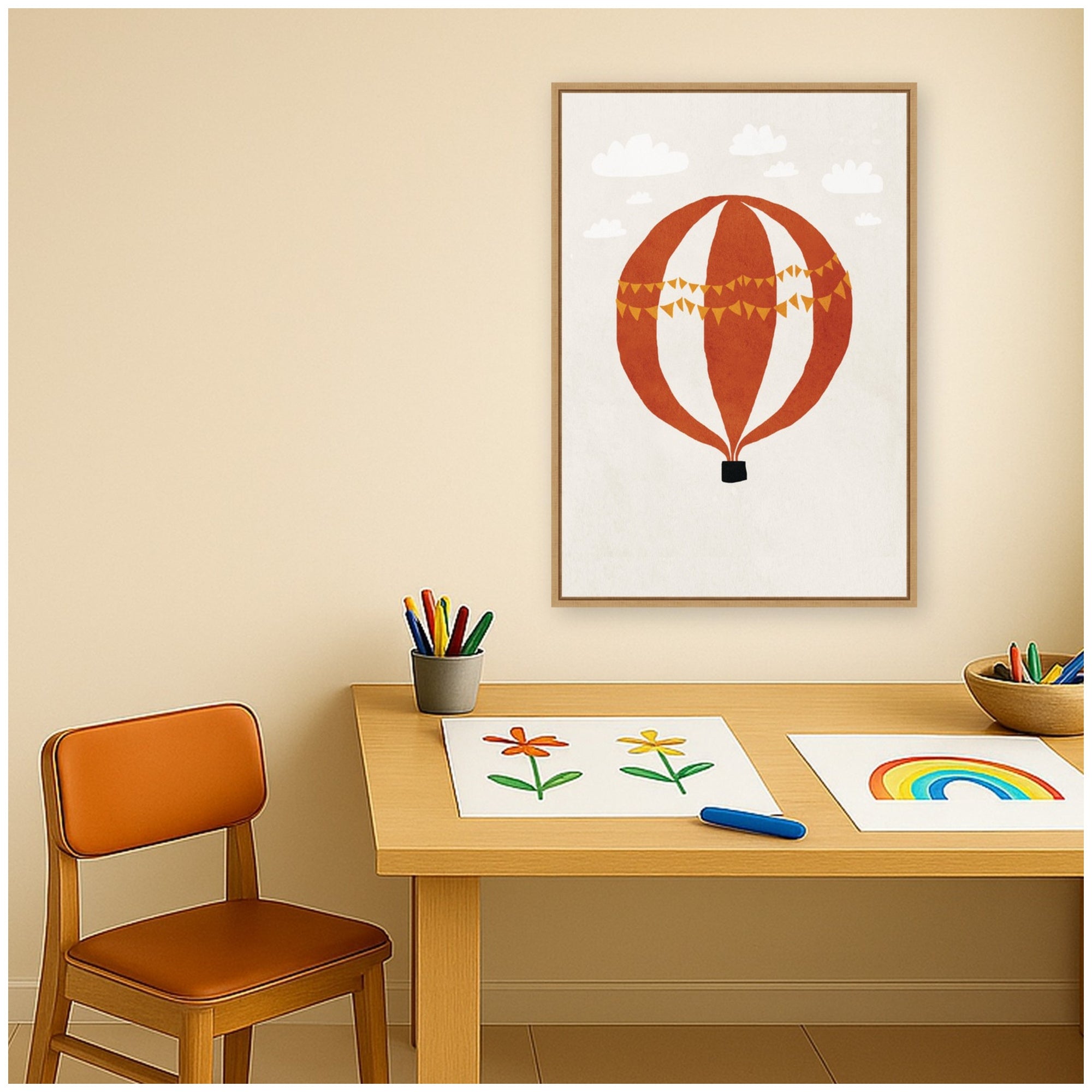 Hot Air Balloon II by July Art Prints Framed Canvas Wall Art Print
