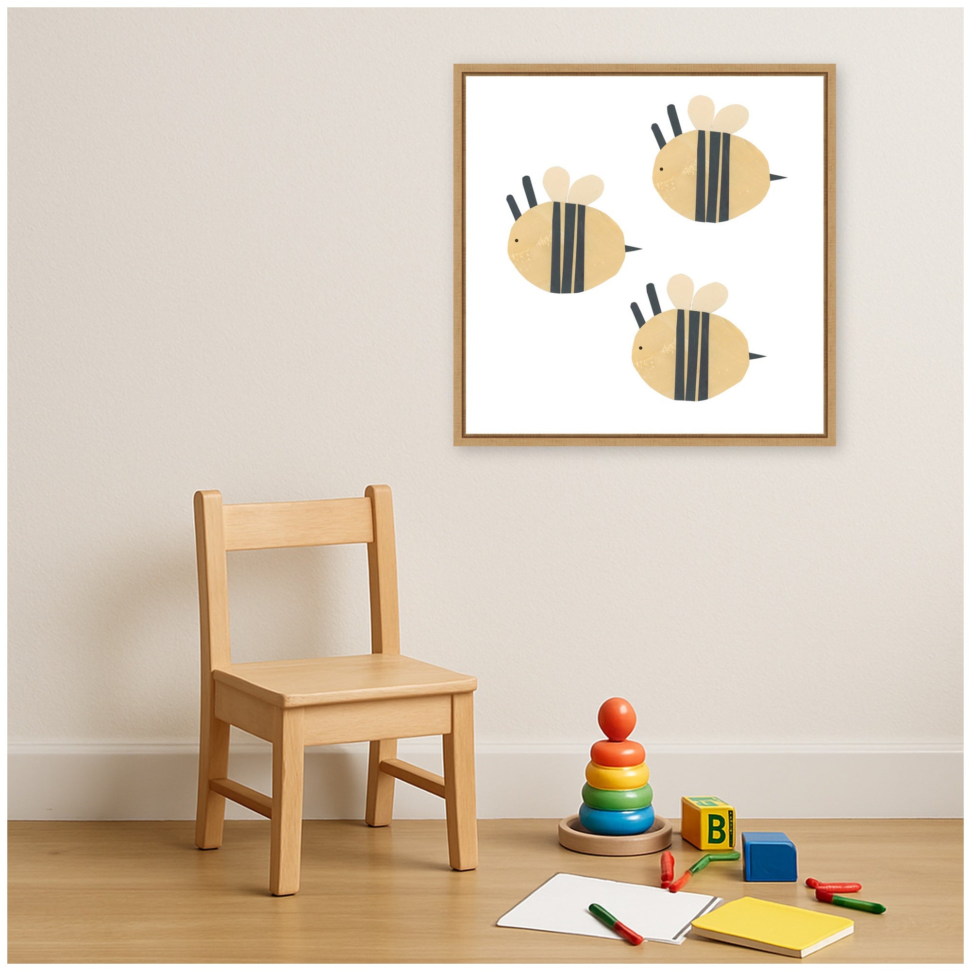 Buzzing Bees by Alicia Abla Framed Canvas Wall Art Print