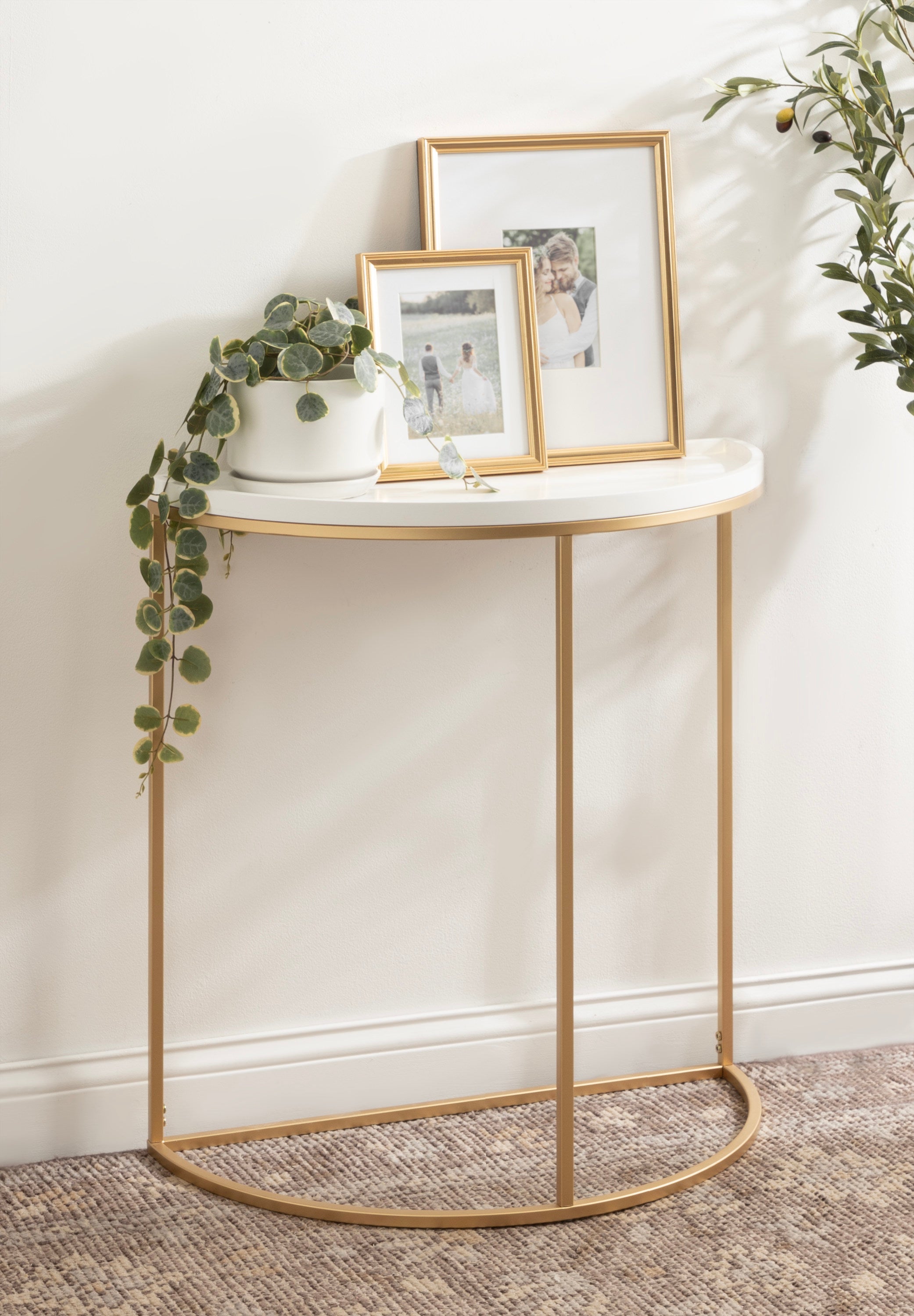 Console Table White Gold 28x14x30 7