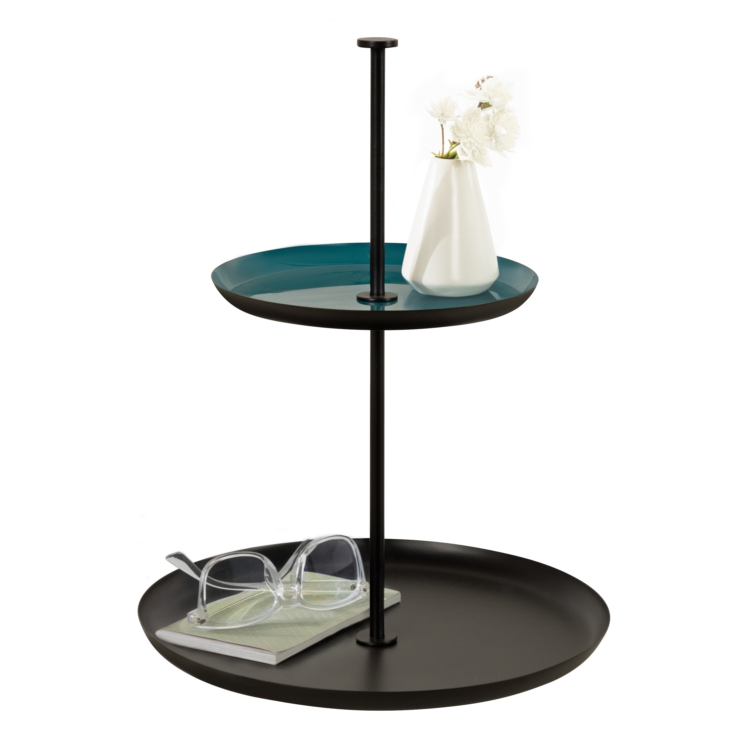 Tiered Tray Teal Black 12x12x15 1
