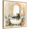 Sylvie Black Bear Bathroom Watercolor Framed Canvas by The Creative Bunch Studio