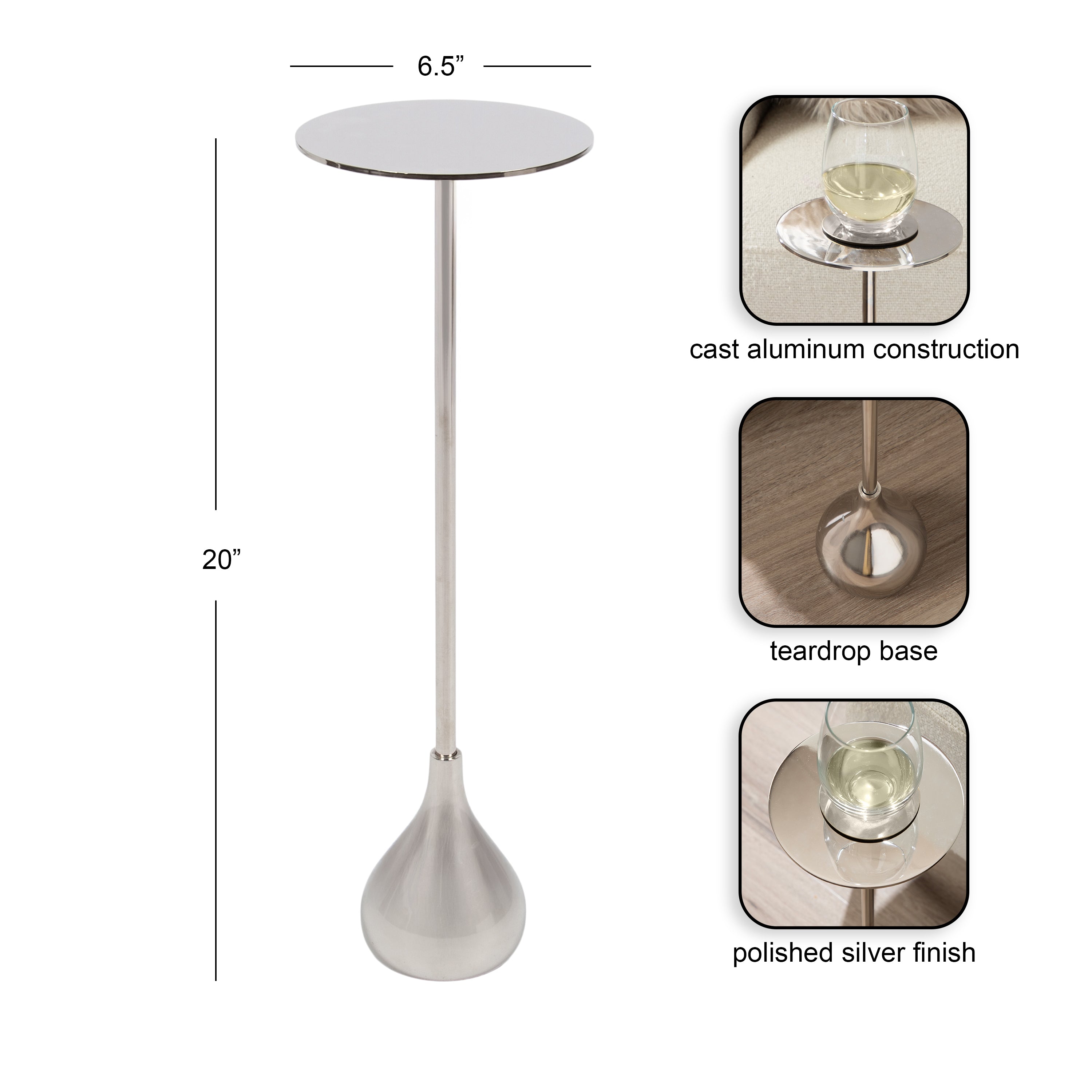 Drink Table Silver 7x7x20 2