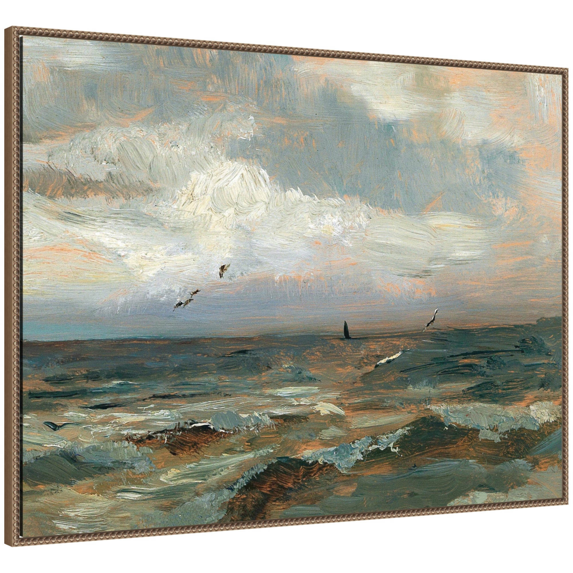 Framed Canvas 42x32 Sylvie Beaded Dark Gold 1