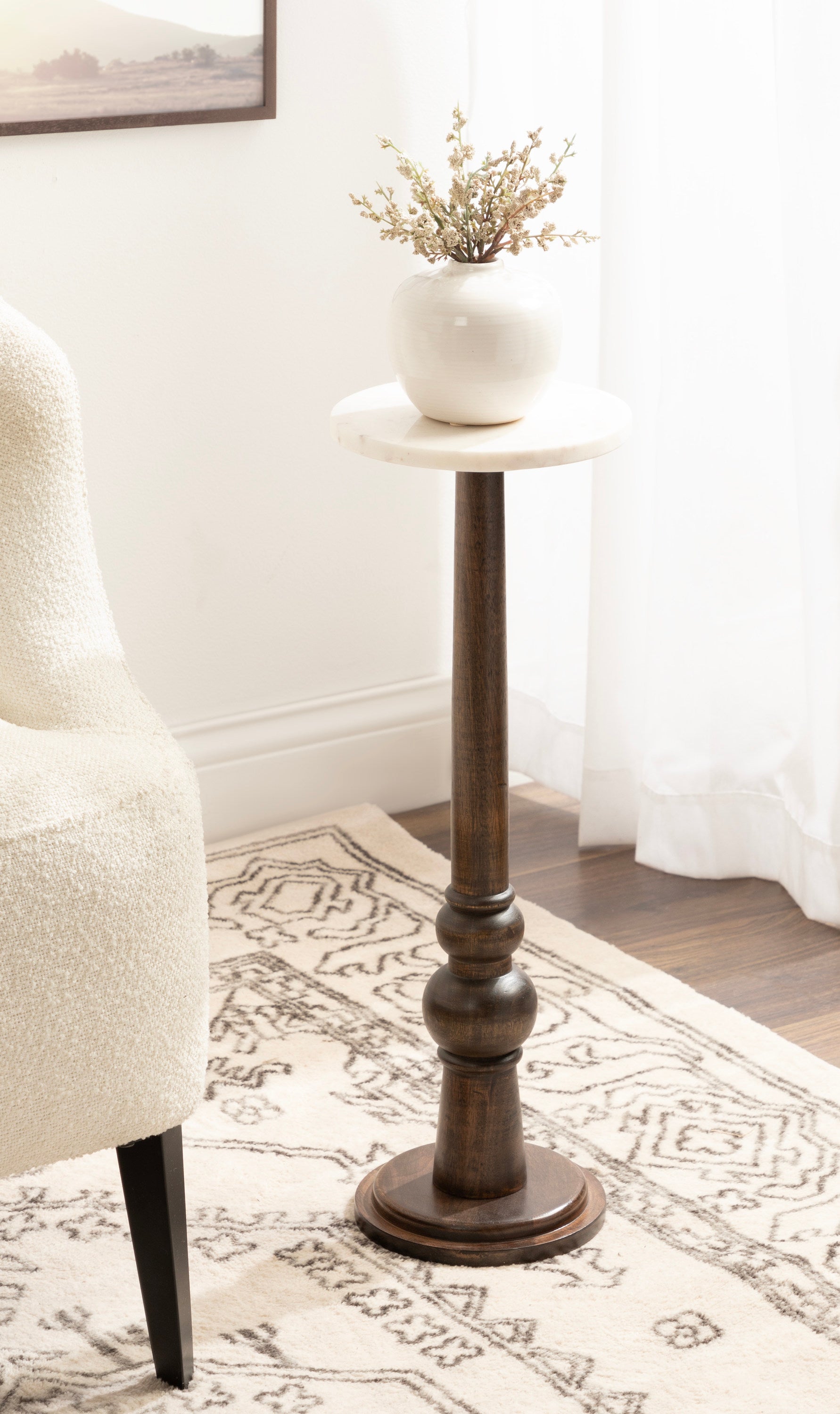 Side Table Brown White 8x8x23 6