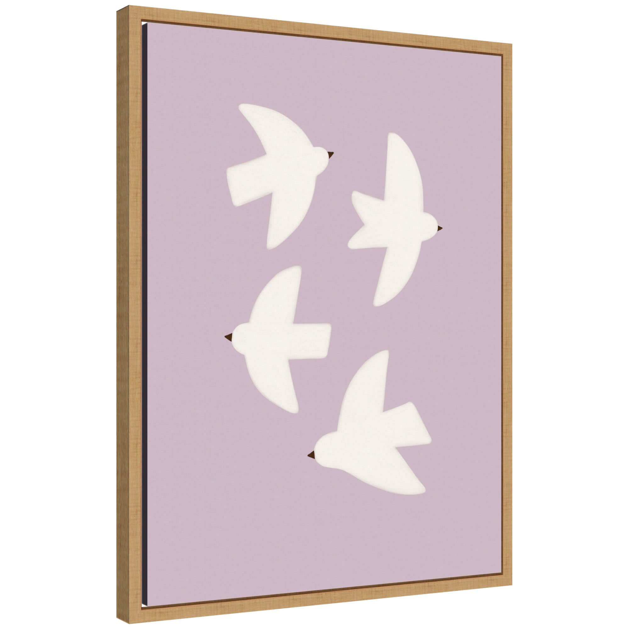 Minimalist Birds Poster 3 Purple by Laura Moss Framed Canvas Wall Art Print