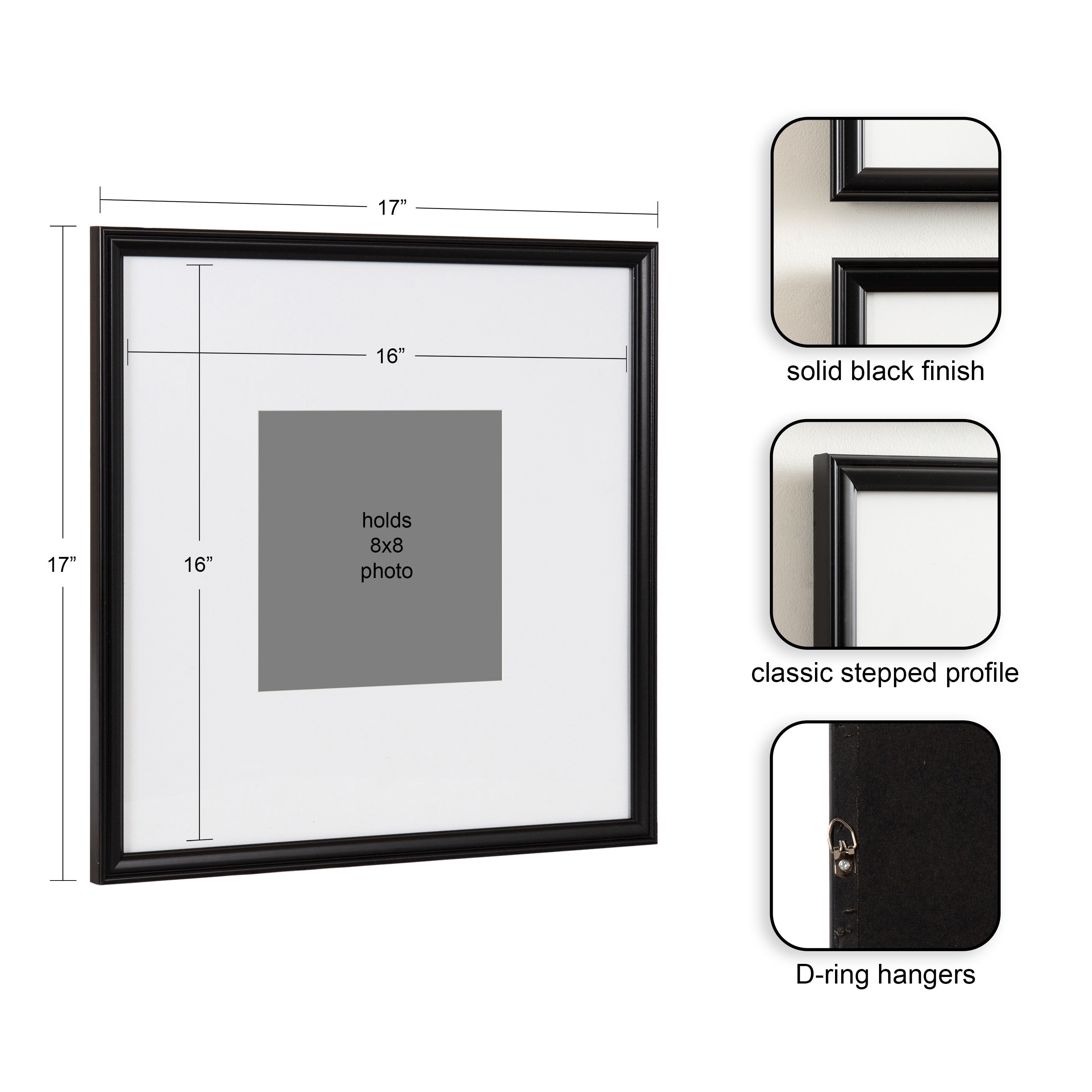 Wall Frame Black 16x16 matted to 8x8 2